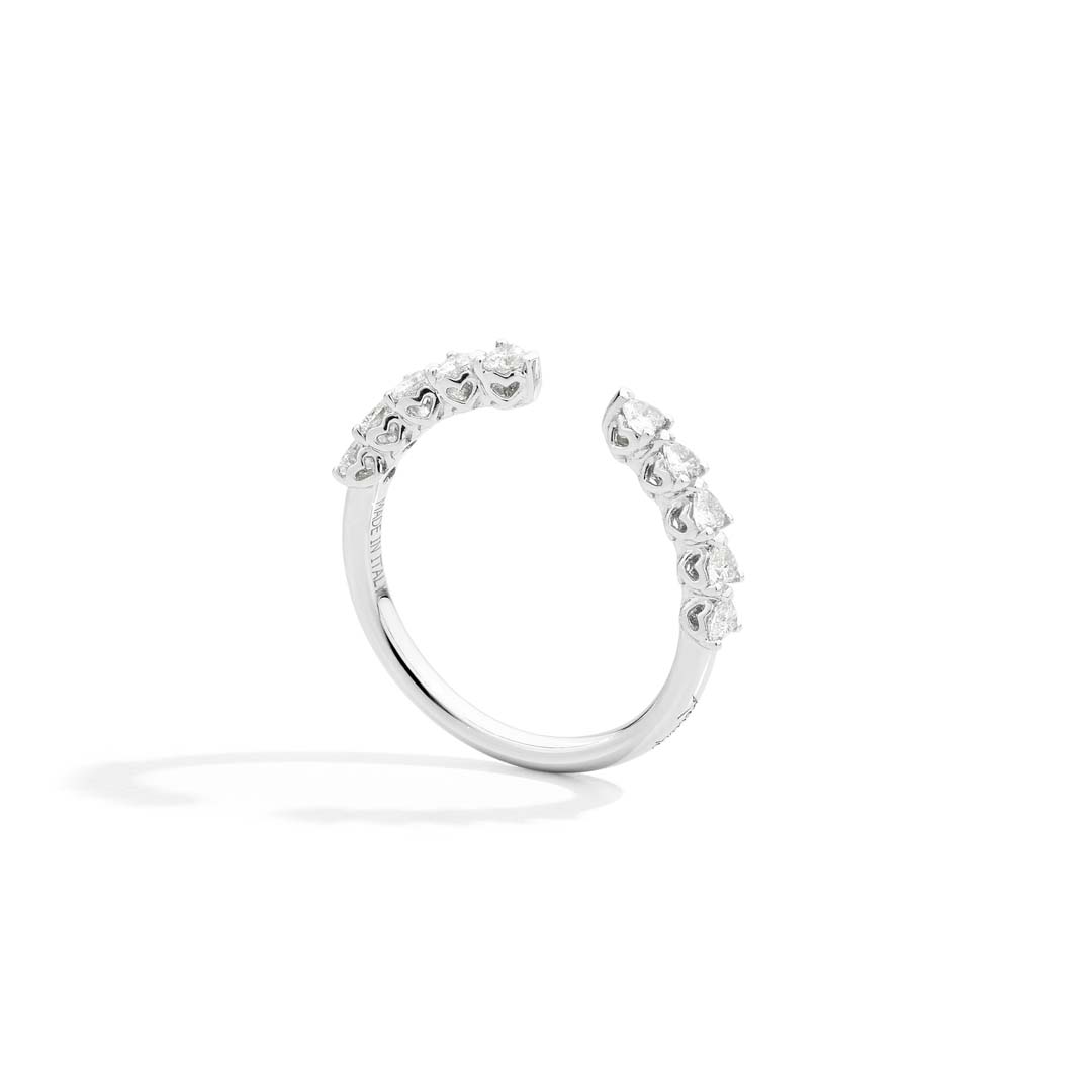 Recarlo’s Anniversary More Half Heart Eternity ring in 18k white gold pairs Italian craftsmanship with radiant diamonds — a refined symbol of lasting connection.