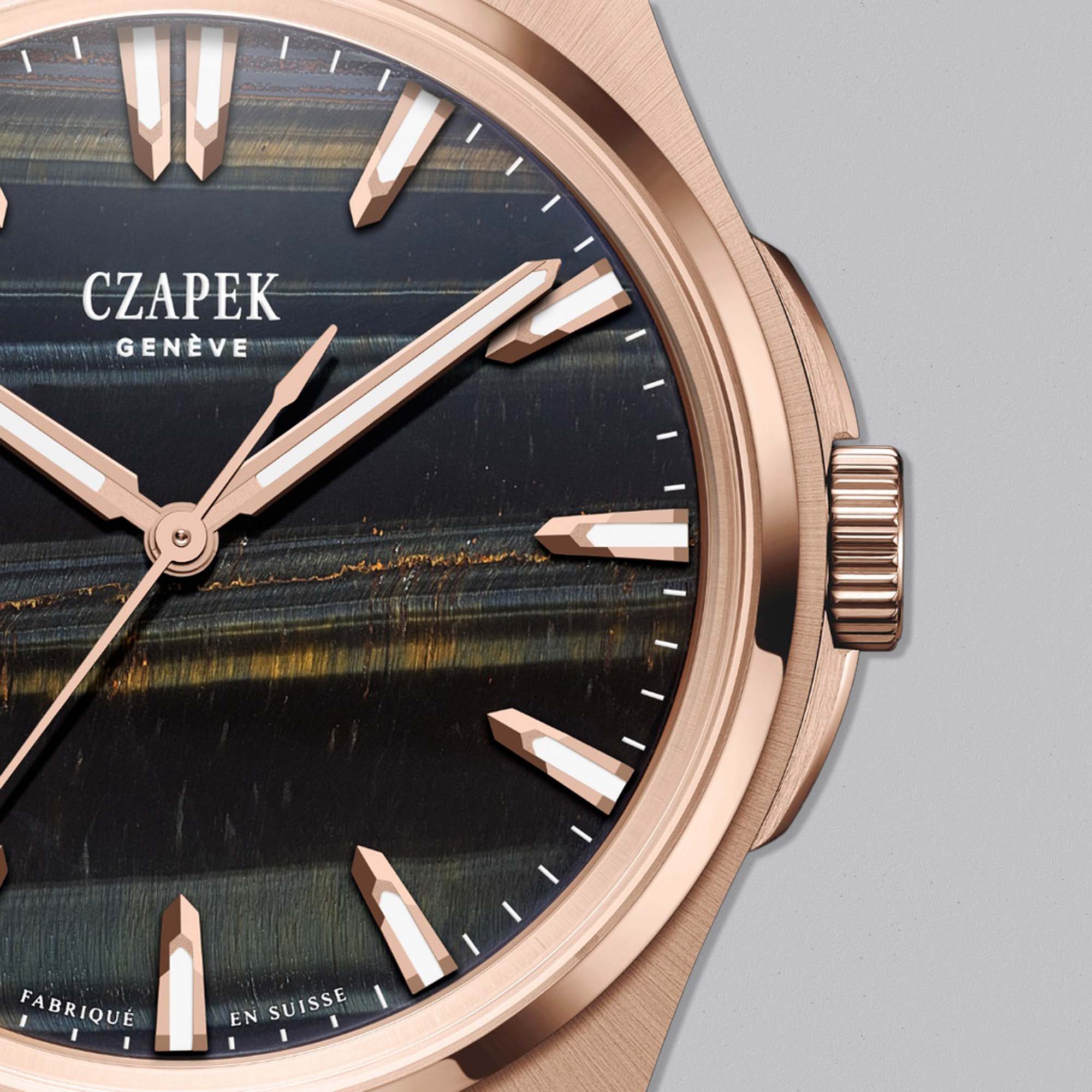 Discover the Czapek Antarctique Mount Erebus Falcon Eye — a captivating natural stone dial timepiece, handcrafted and limited to just 10 yearly.