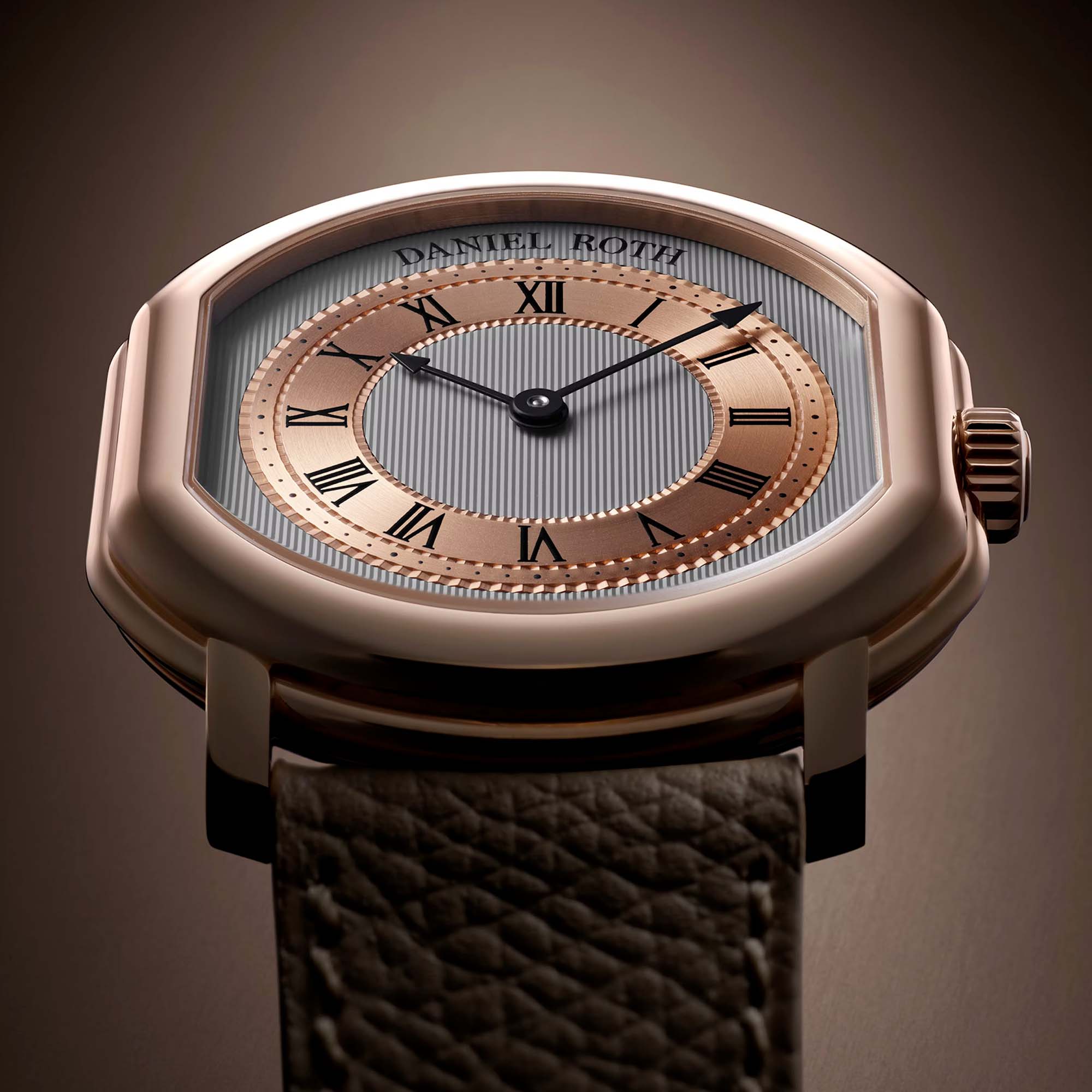 The Daniel Roth Extra Plat Rose Gold unites a refined 5N case, a white gold guilloché dial and the new DR002 calibre for exceptional precision and sophistication.