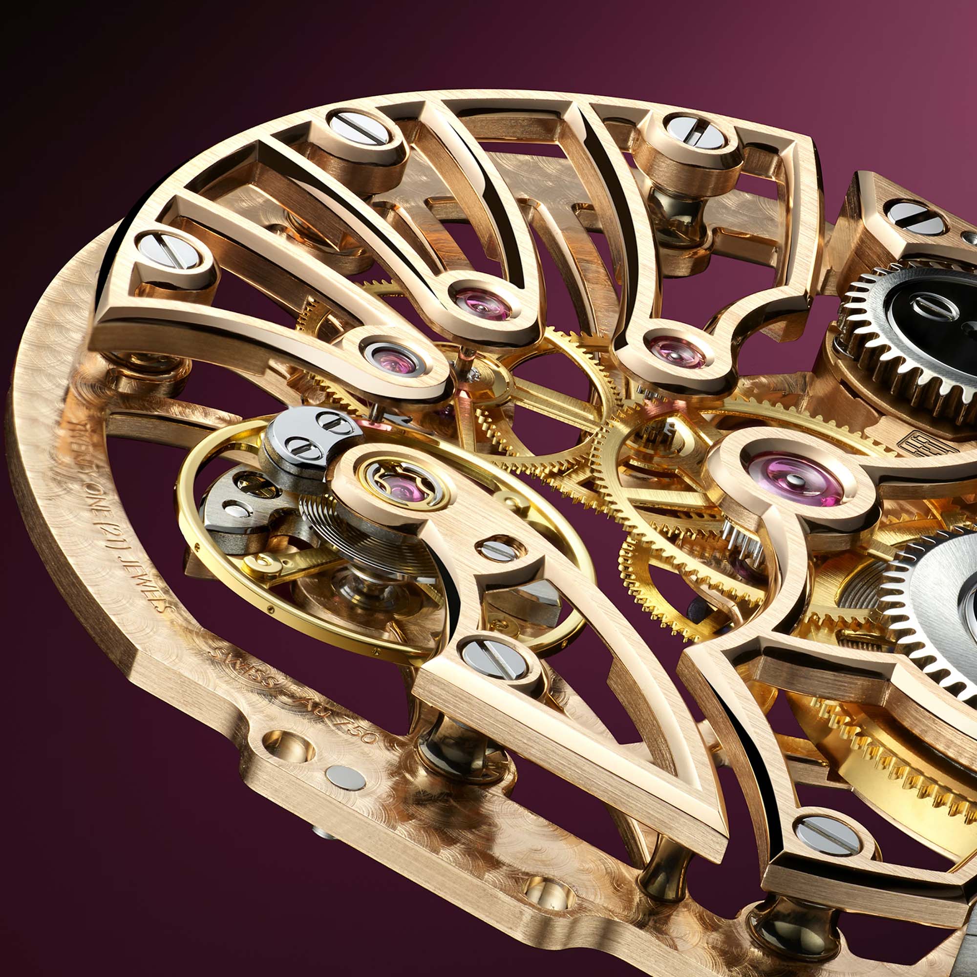 Crafted in rose gold, the Daniel Roth Extra Plat Skeleton combines architectural transparency with an ultra thin silhouette, revealing meticulous hand finishing within the iconic double ellipse case design.