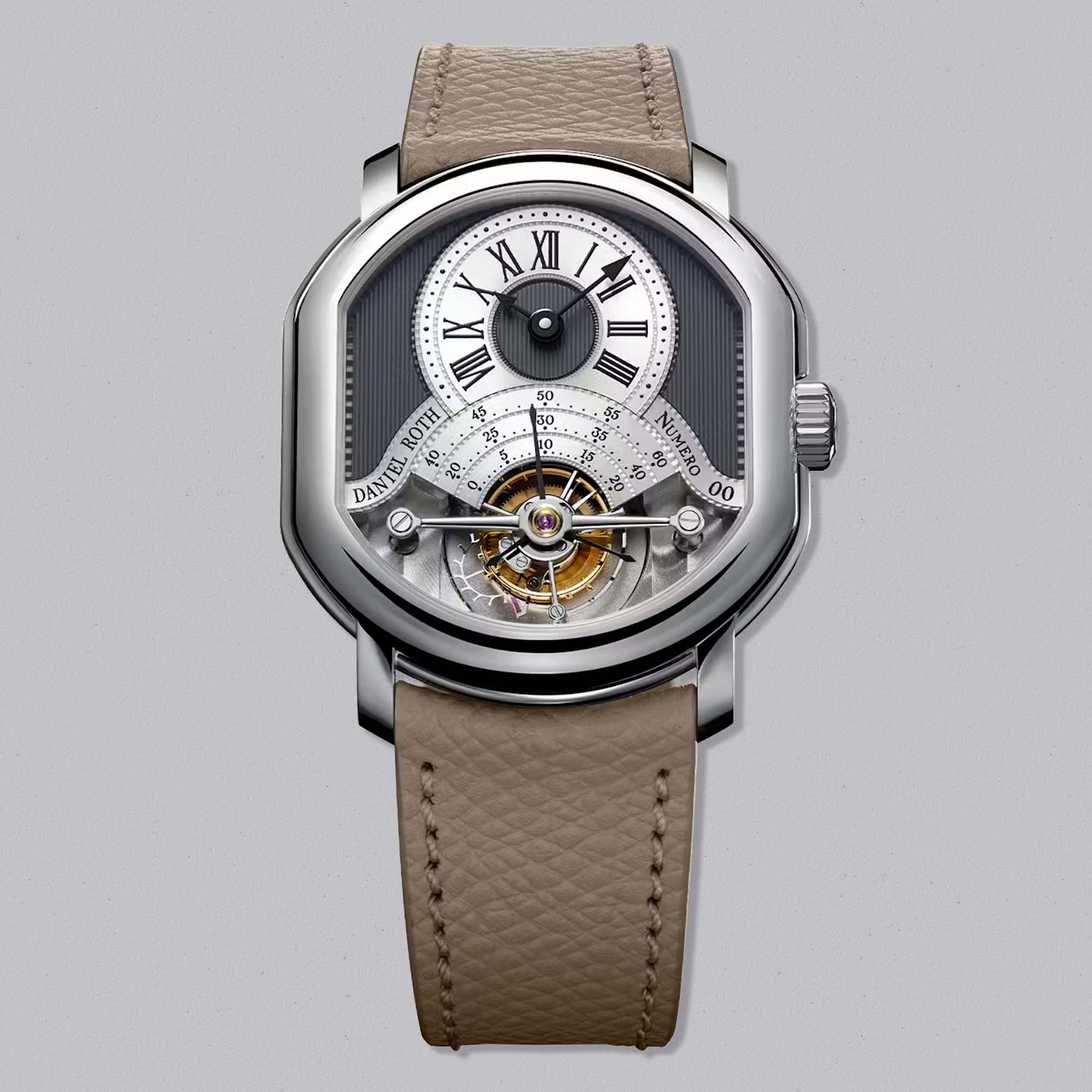 Discover the Daniel Roth Tourbillon Platinum, crafted in one of watchmaking’s rarest metals with a hand finished DR001 calibre and an anthracite guilloché dial.