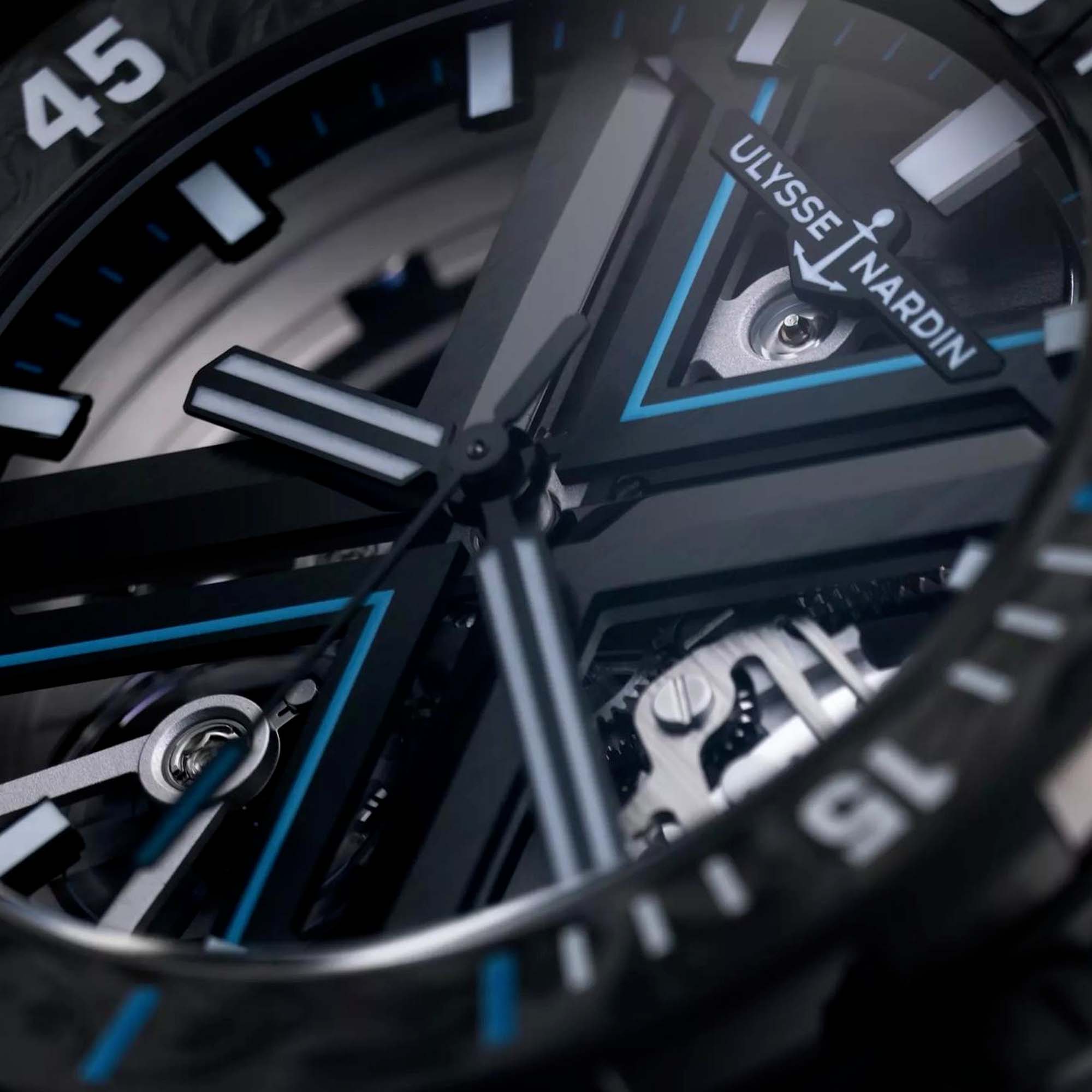 Discover the Diver X Skeleton Azure 44mm by Ulysse Nardin—lightweight titanium case, open-worked movement, and signature X design.