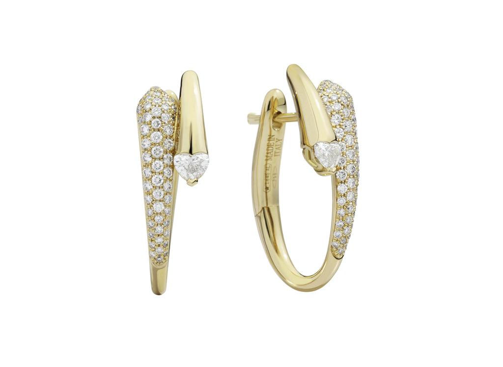 Recarlo Contrarié Yellow Gold Diamond Hoop Earrings