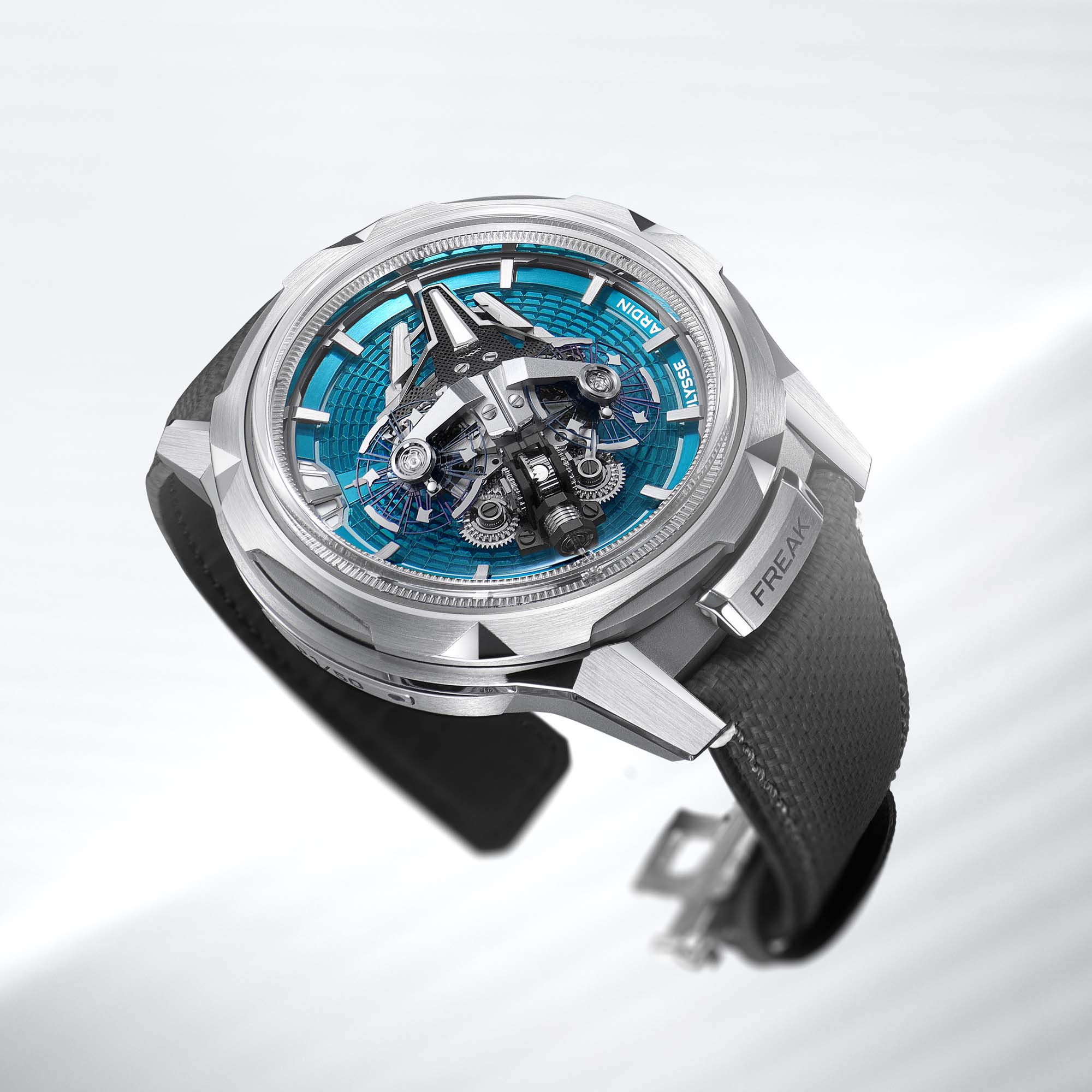 A masterpiece of innovation, the Ulysse Nardin Freak S Enamel Blue showcases dual oscillators, stunning blue enamel, and orbital time display.