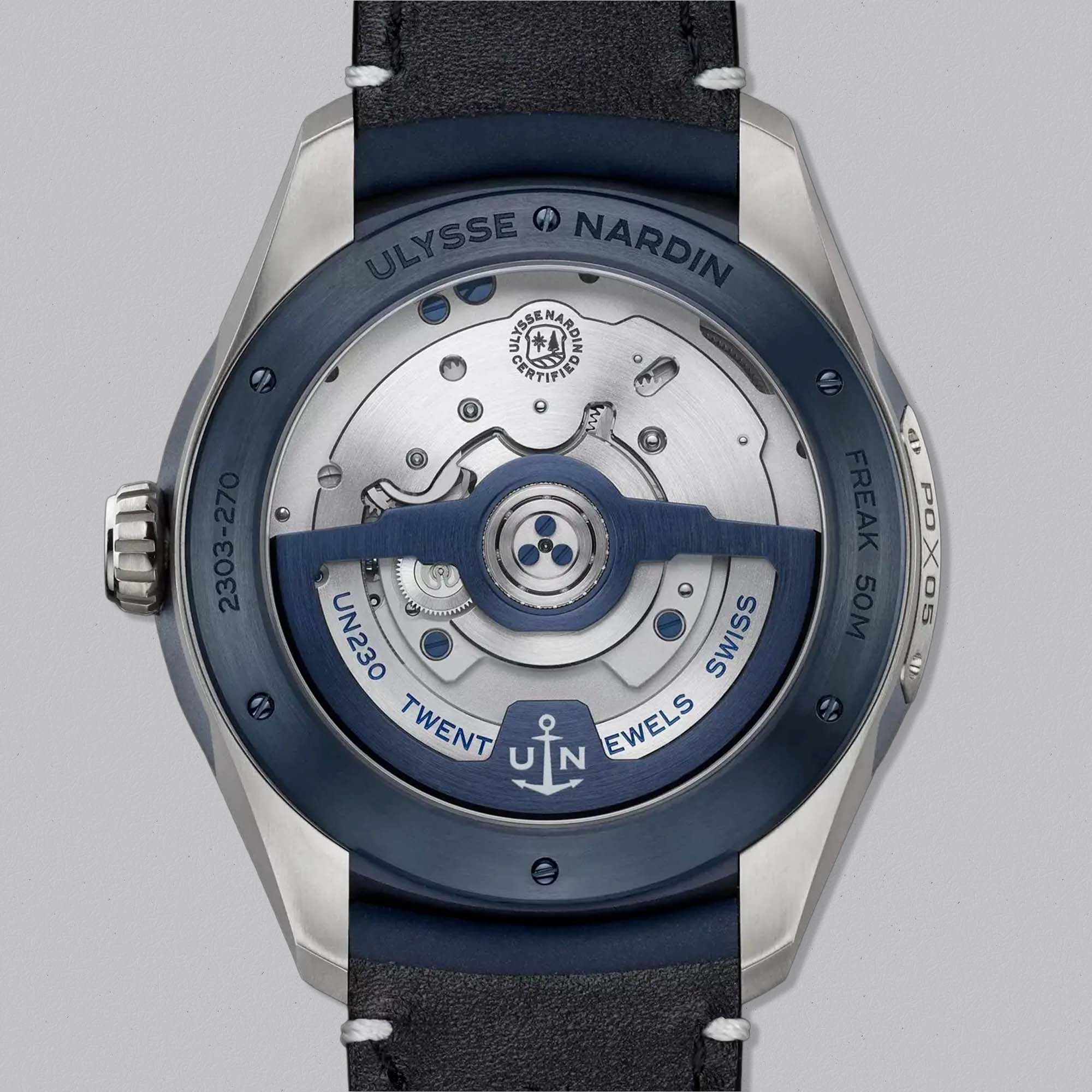 Discover the Ulysse Nardin FREAK X Titanium Blue, ref. 2303-270/03—an avant-garde timepiece with bold design and innovative mechanics.