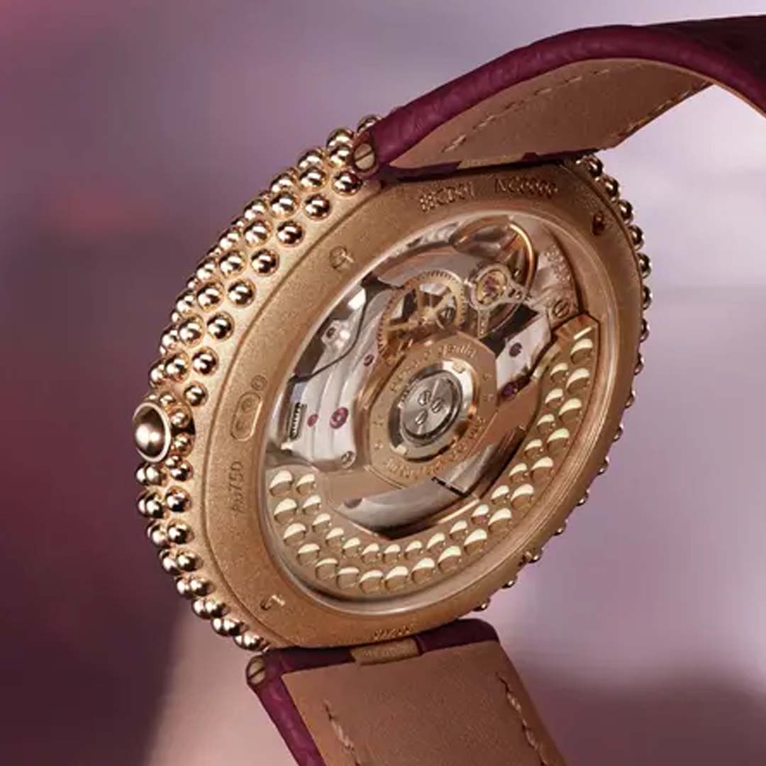 The Gentissima Oursin 36 Burgundy by Gerald Genta blends rich colour with high jewellery Swiss watchmaking. Explore in London.