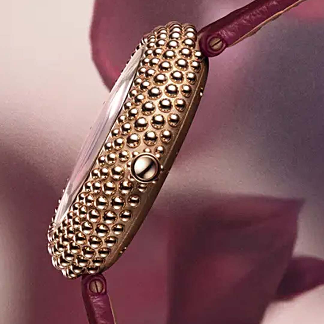 Explore the Gentissima Oursin 36 Burgundy by Gerald Genta, an elegant jewellery inspired luxury watch in London, perfect for rare Swiss timepiece seekers.