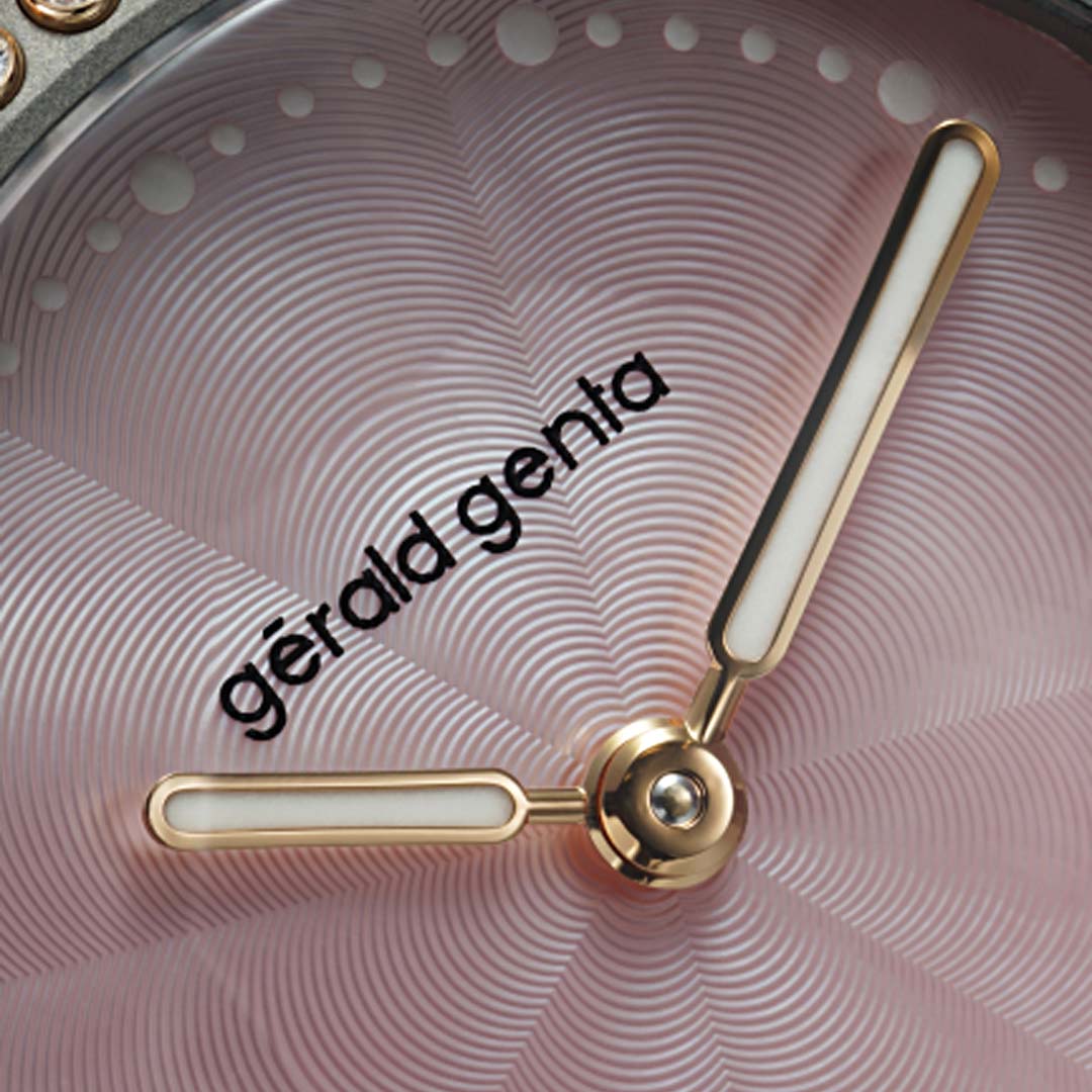 The Gentissima Oursin 36 Pink Mother of Pearl by Gerald Genta blends white gold design with high jewellery watchmaking.