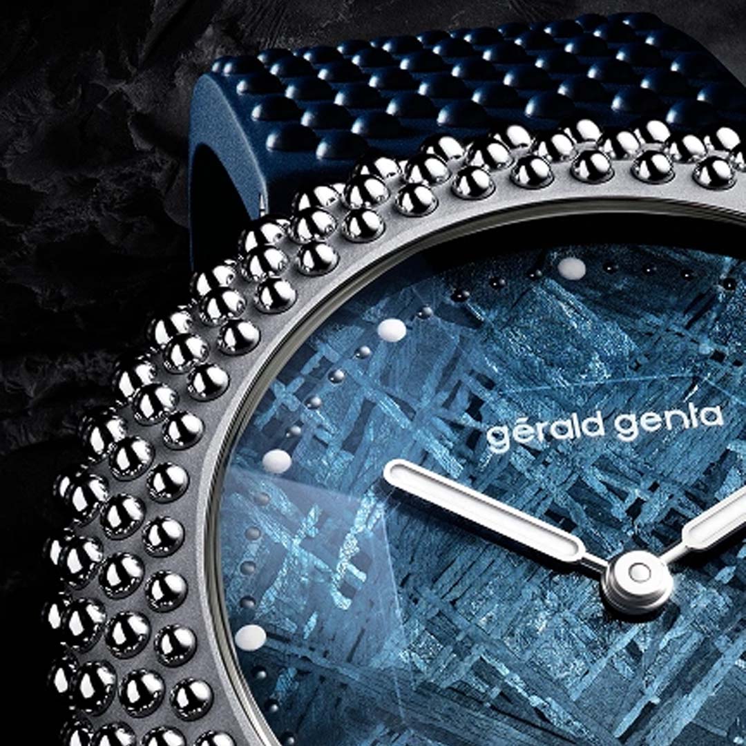 Find the Gentissima Oursin 41 Blue Meteorite by Gérald Genta, a distinctive high end Swiss watch blending art, rarity and modern horology.