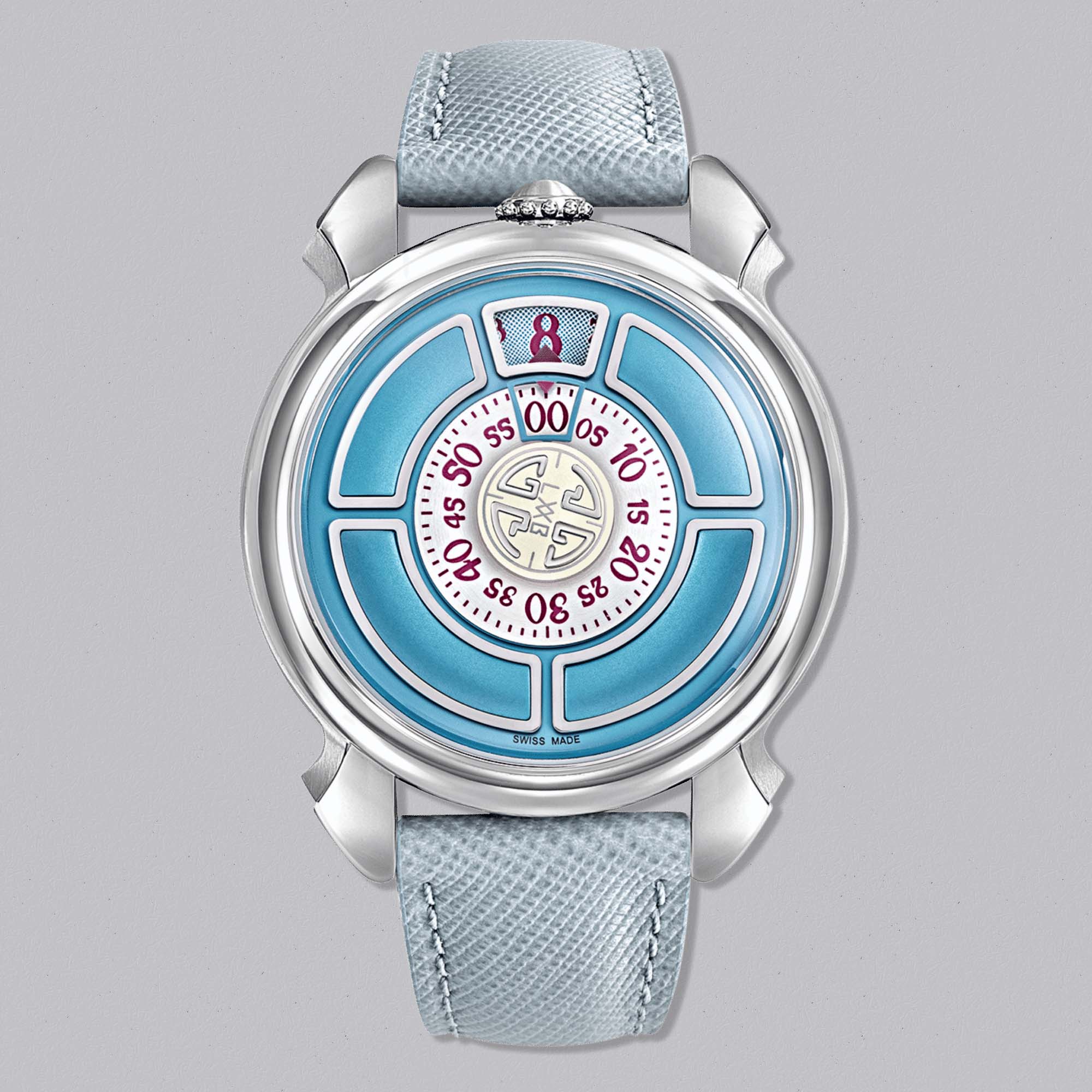 GAGA LABORATORIO LABORMATIC Azzurro, a bold automatic watch defined by its blue tones, industrial design language, and Italian creative energy.