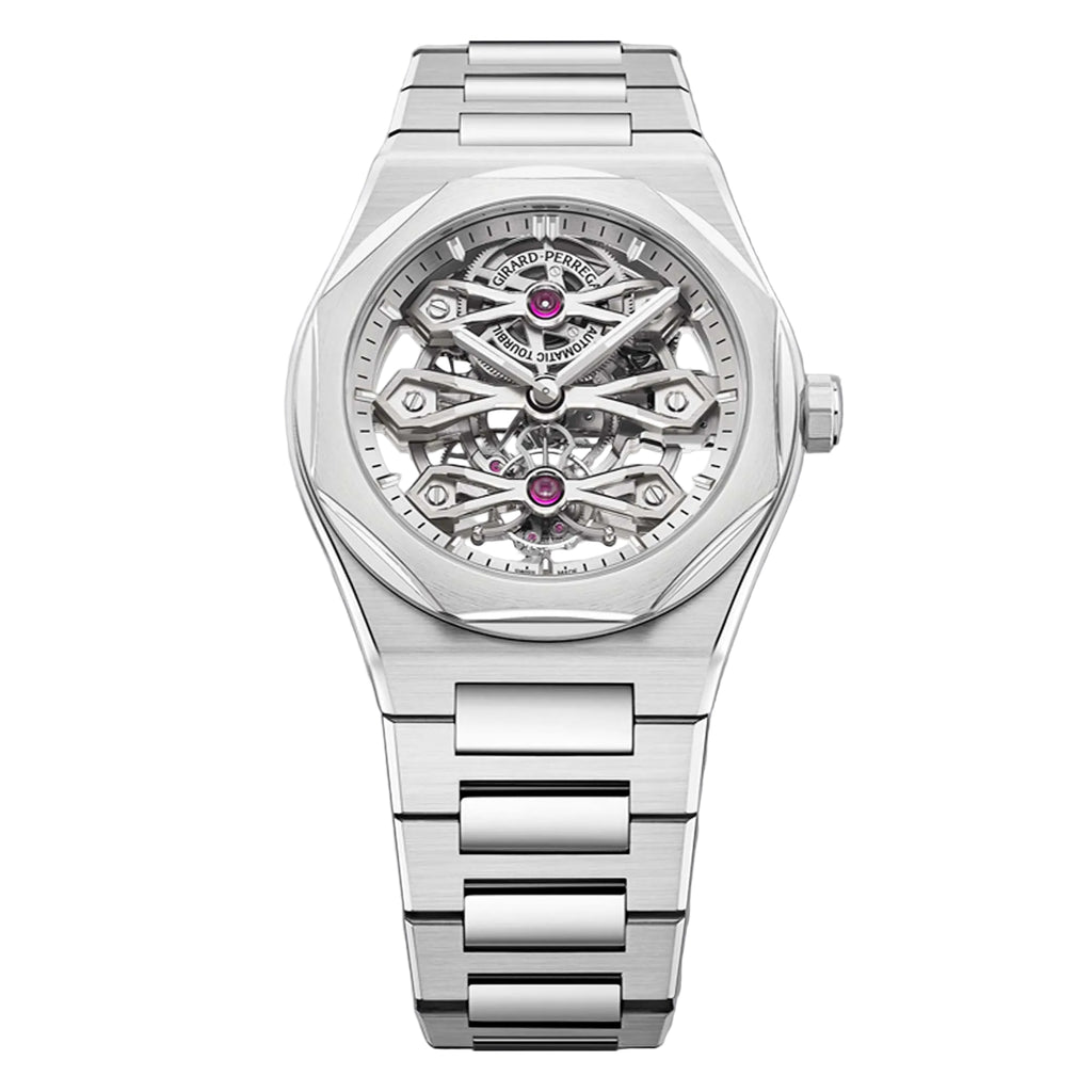 Girard-Perregaux Laureato Three Gold Bridges with openworked dial and steel bracelet