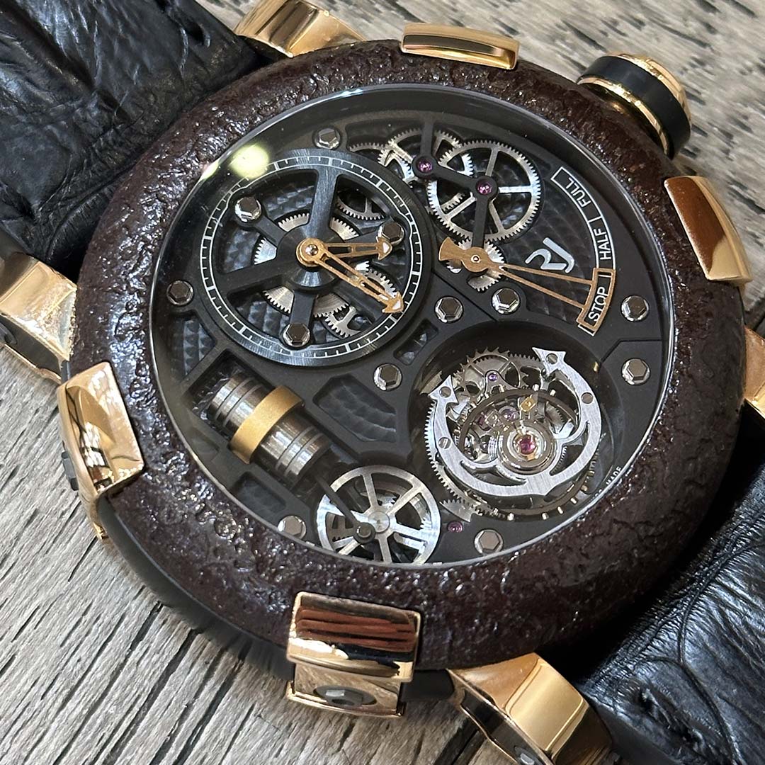 Pre owned but New Old Stock Romain Jérôme Titanic-DNA Tourbillon ref. RJTTOSP004.02. A narrative driven collector’s watch blending historic material with high watchmaking.