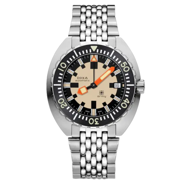 Doxa Army Black Bezel and  Metal Bracelet