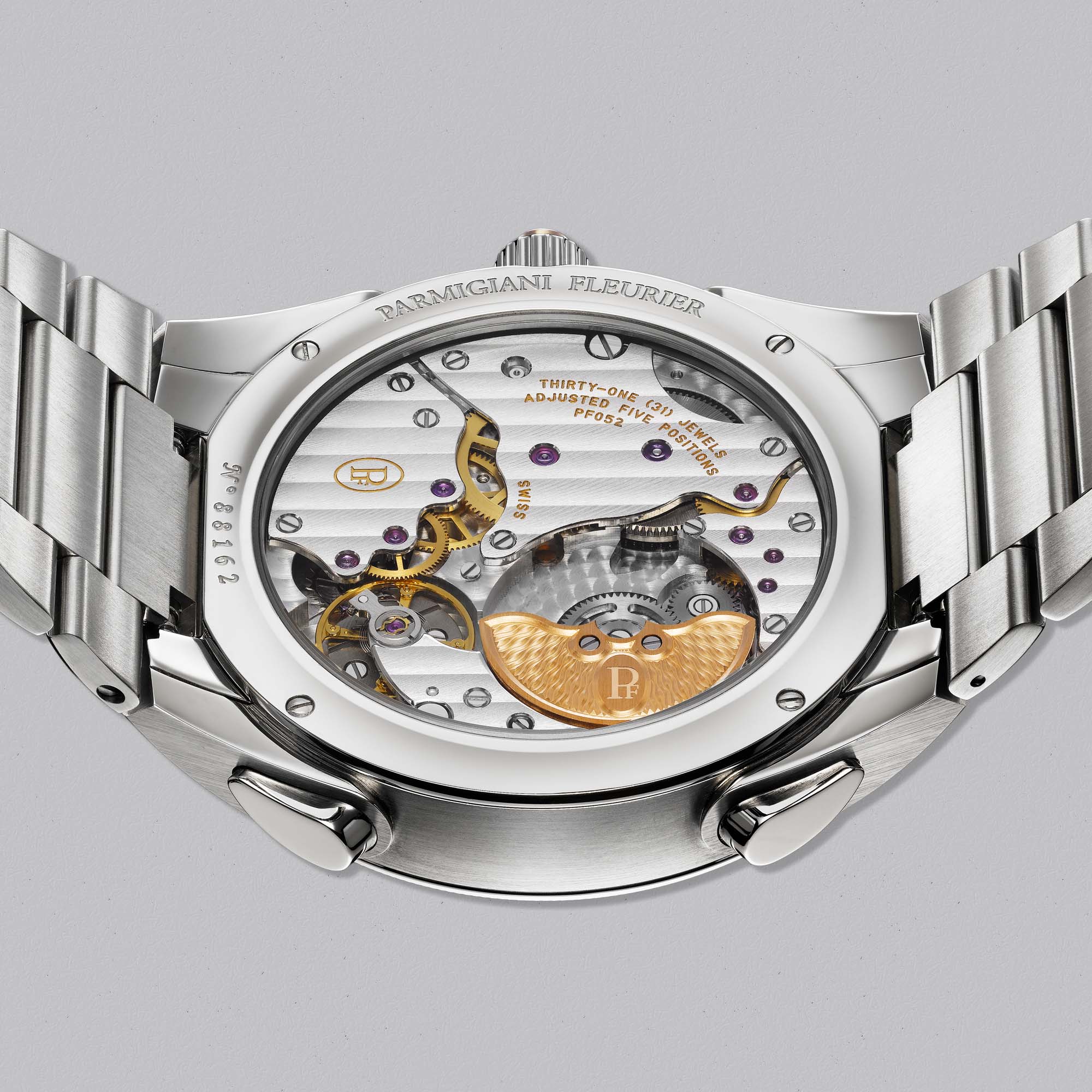 Parmigiani TONDA PF Arctic Rose: a minimalist masterpiece with the innovative Minute Rattrapante, crafted for collectors who value quiet Swiss excellence.