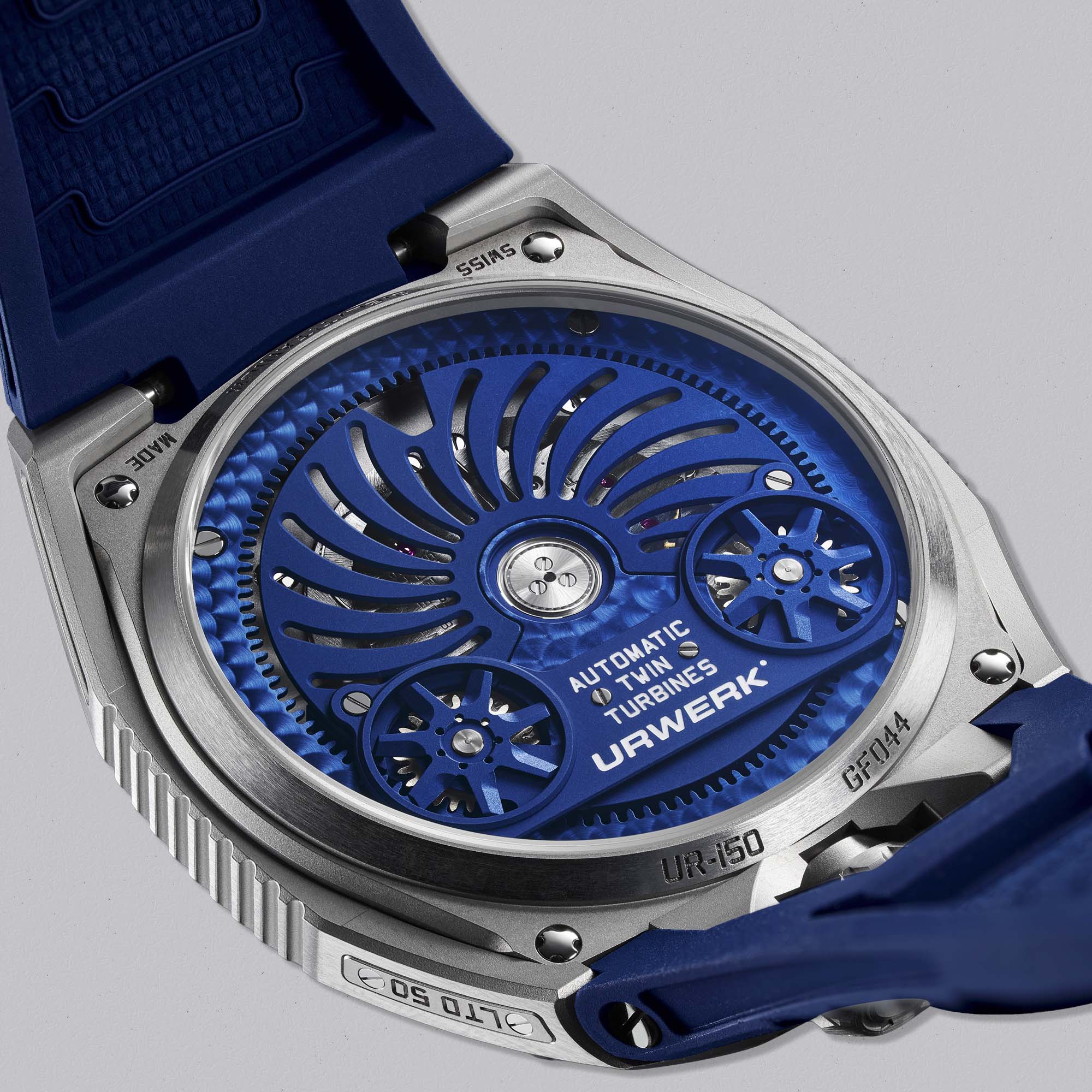 URWERK UR-150 Blue Scorpion—limited to 50 watches. A striking satellite complication blending avant-garde design with cutting-edge watchmaking.