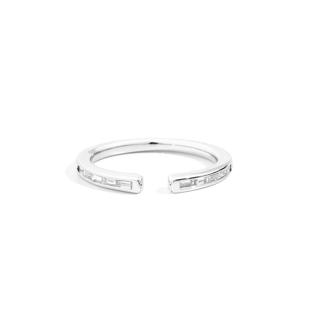 Recarlo Anniversary More White Gold Baguette Half Eternity Ring — sleek baguette diamonds set in refined gold for a contemporary, elegant symbol of love.