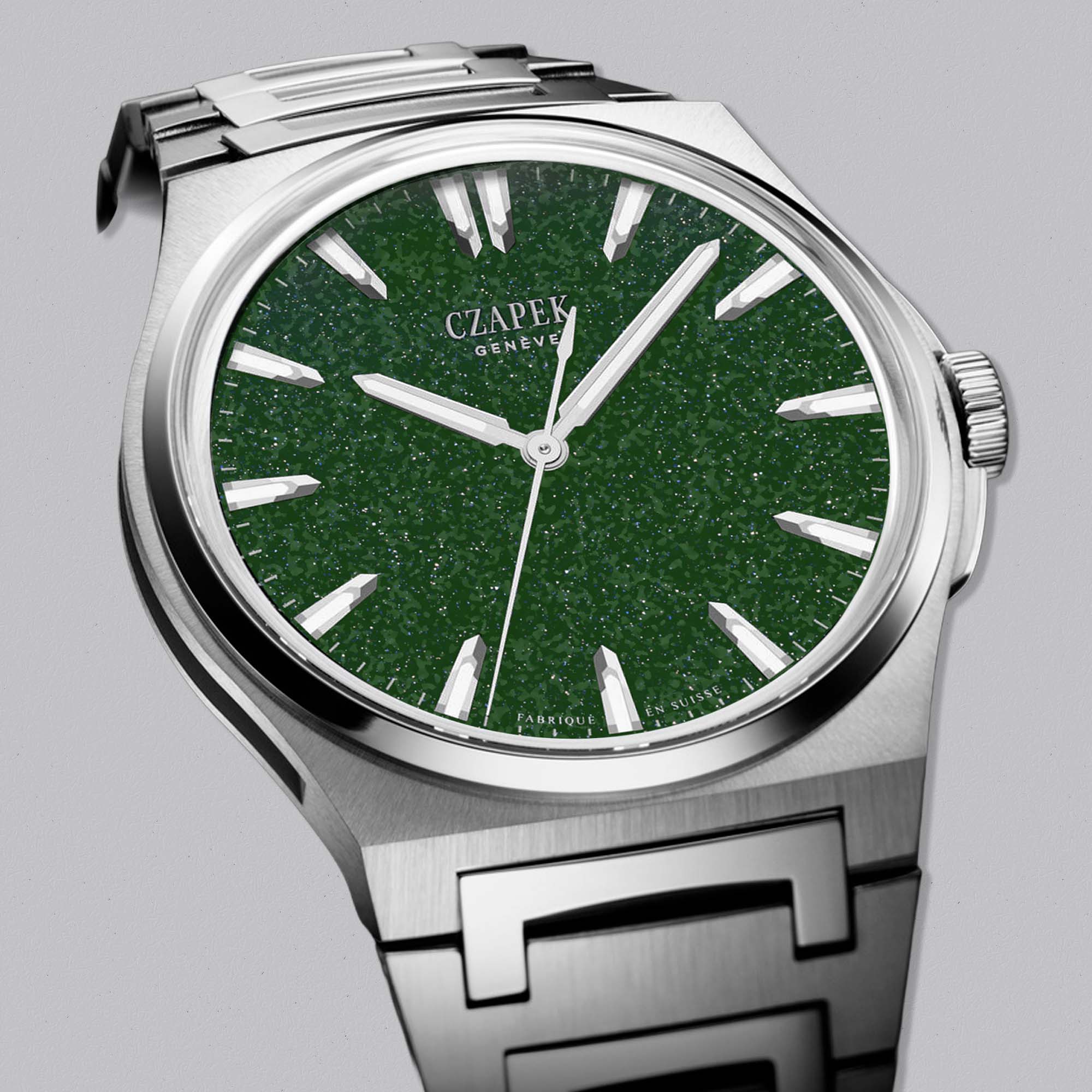 Discover the unique Czapek Antarctique 40.5mm Green Aventurine, a bespoke timepiece combining rarity, refinement, and celestial-inspired design.