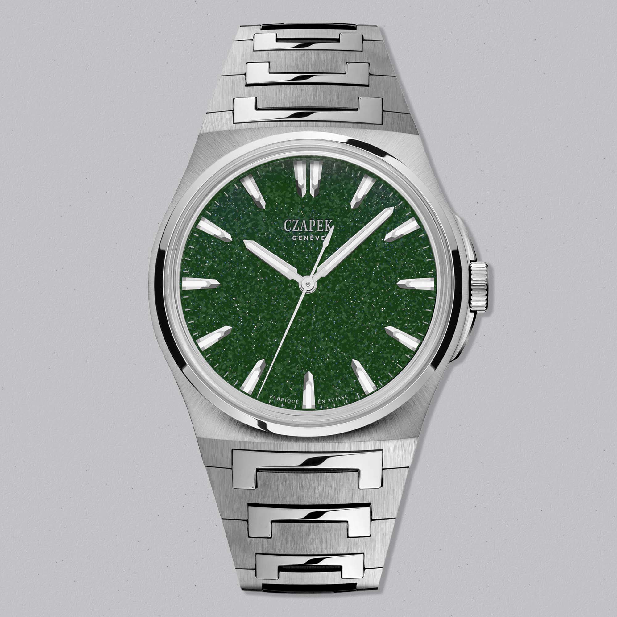 Czapek Antarctique 40.5mm Green Aventurine bespoke piece—a one-of-a-kind creation blending cosmic aventurine beauty with modern watchmaking.