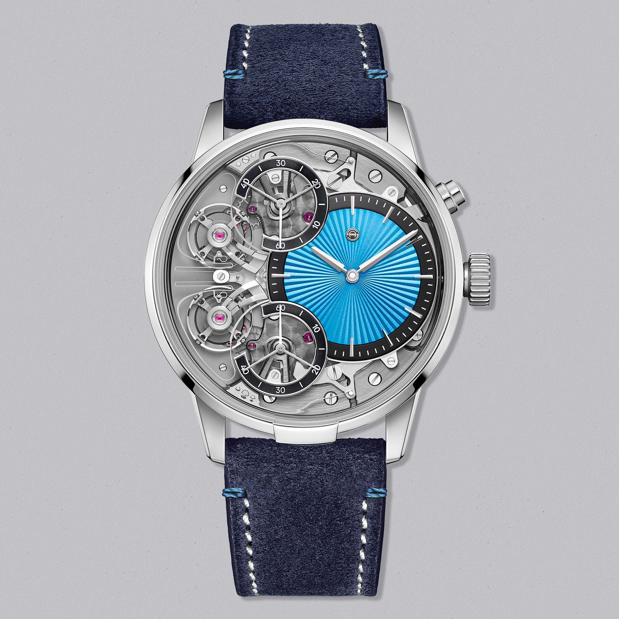 The Armin Strom Mirrored Force Resonance Ice Blue unites precision and elegance in a limited edition of 15, showcasing pure horological harmony.