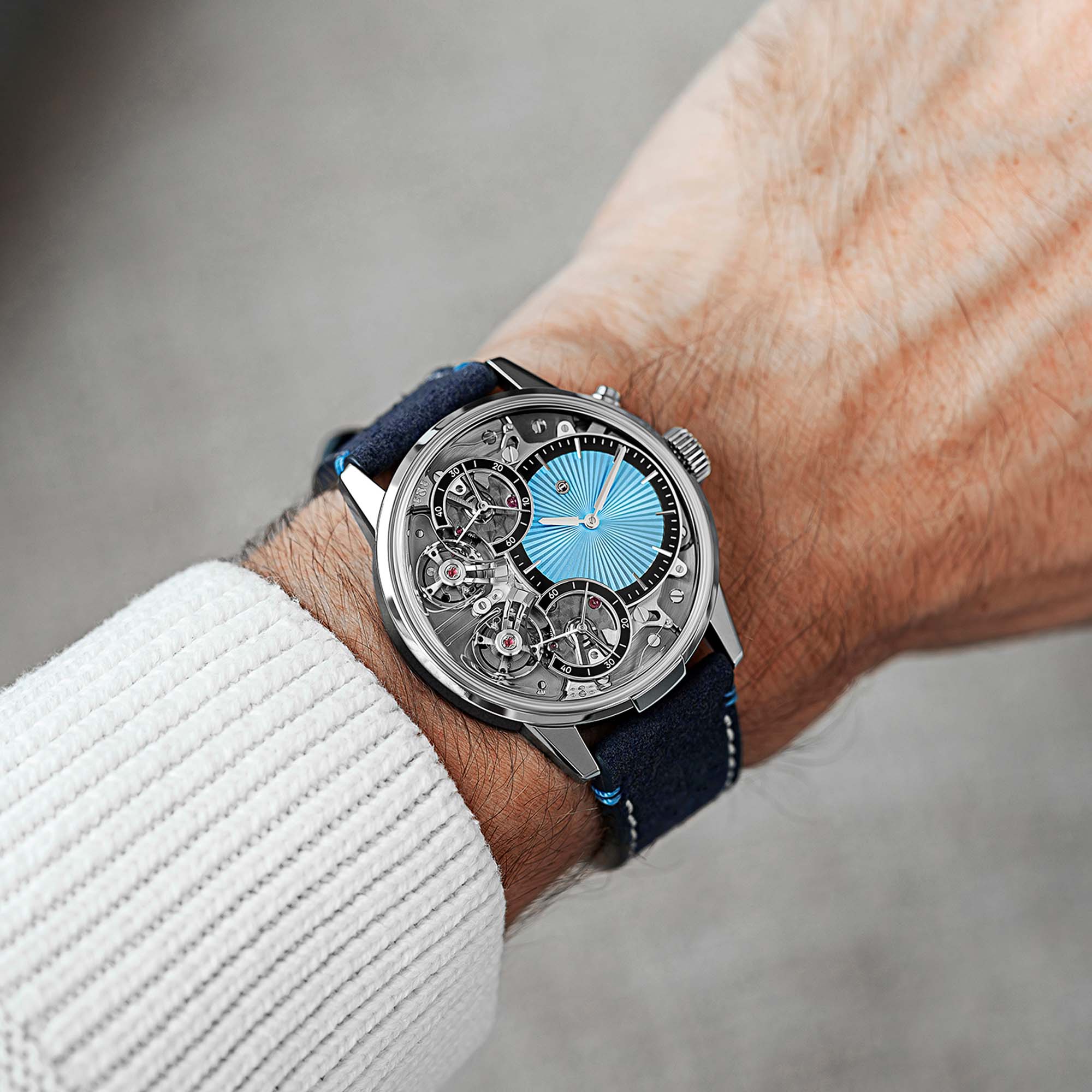 The Mirrored Force Resonance Ice Blue by Armin Strom: limited to 15, a stunning display of synchronised mechanics and modern Swiss artistry.