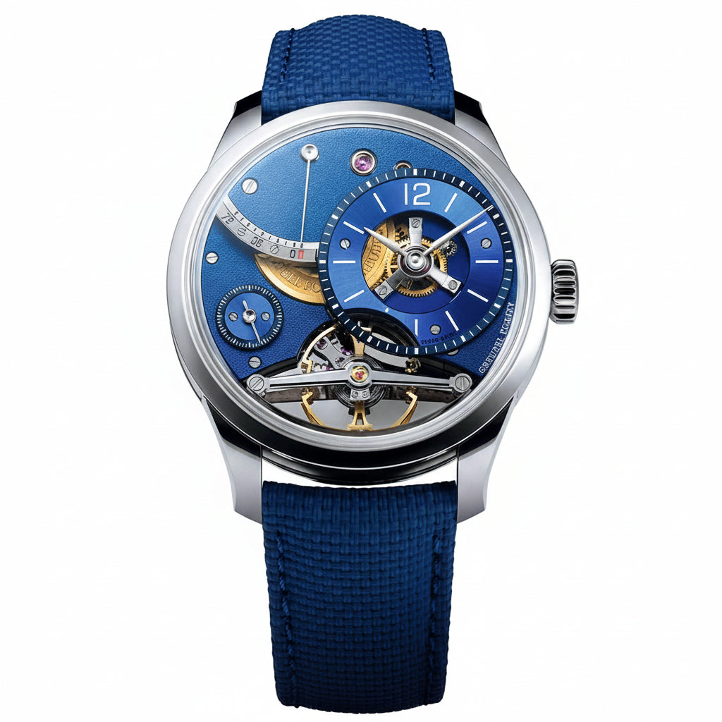 The Greubel Forsey Balancier Contemporain Blue Steel combines compact elegance and technical mastery in a 39.6 mm case. Limited to 33 pieces.