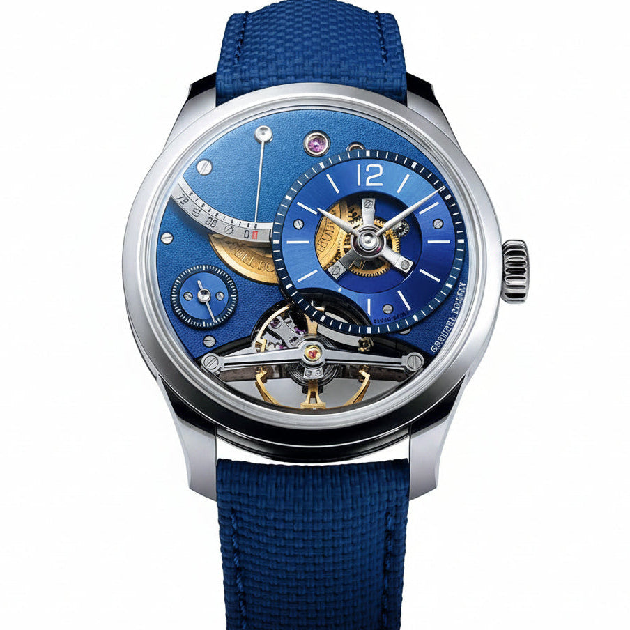 The Greubel Forsey Balancier Contemporain Blue Steel combines compact elegance and technical mastery in a 39.6 mm case. Limited to 33 pieces.