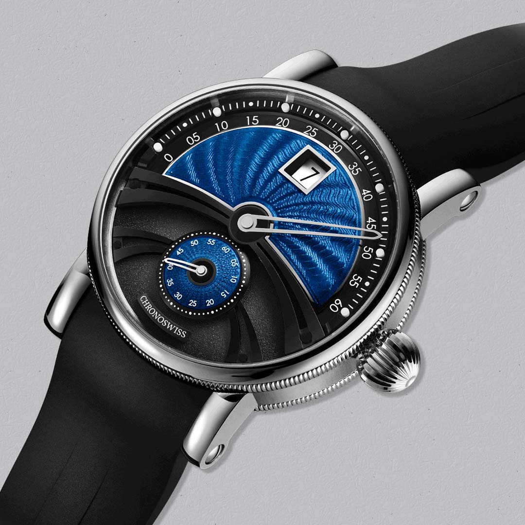 The Evolution Delphis Horizon by Chronoswiss pairs titanium construction with traditional guilloché craftsmanship.