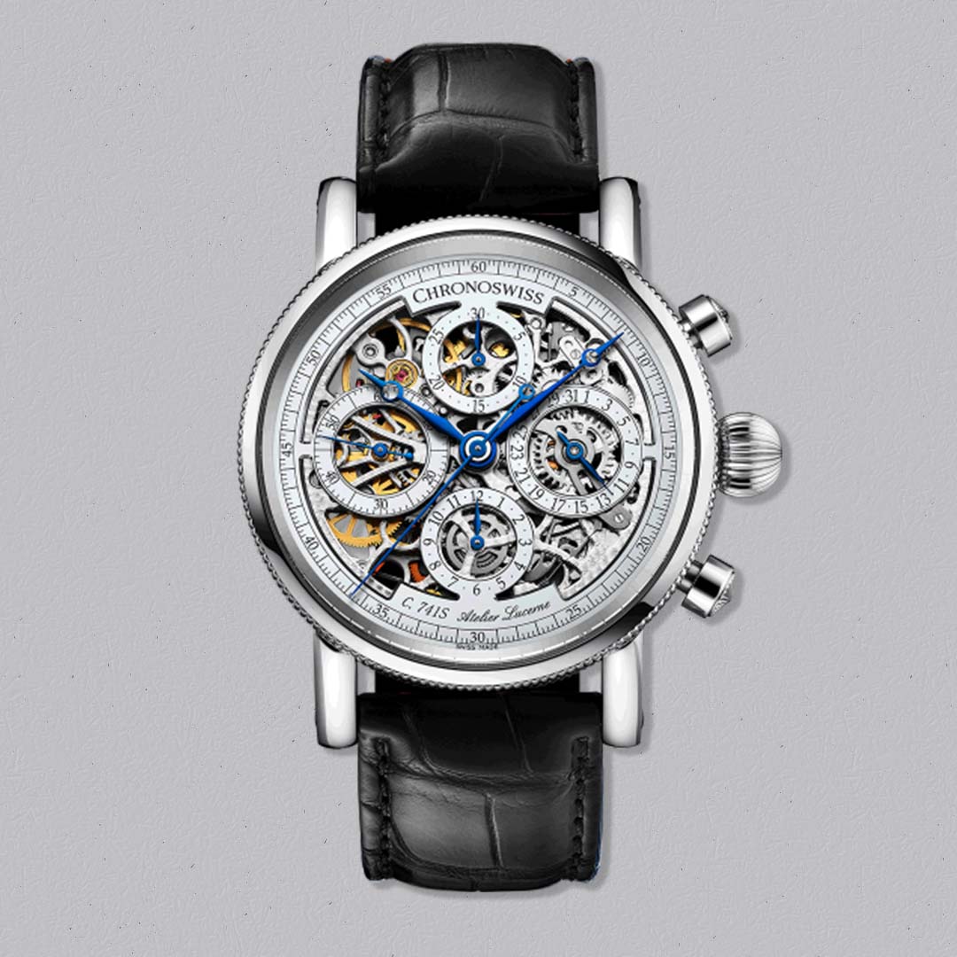 Chronoswiss Evolution Opus Chronograph in Grade 5 titanium with fully skeletonised dial and automatic chronograph movement.