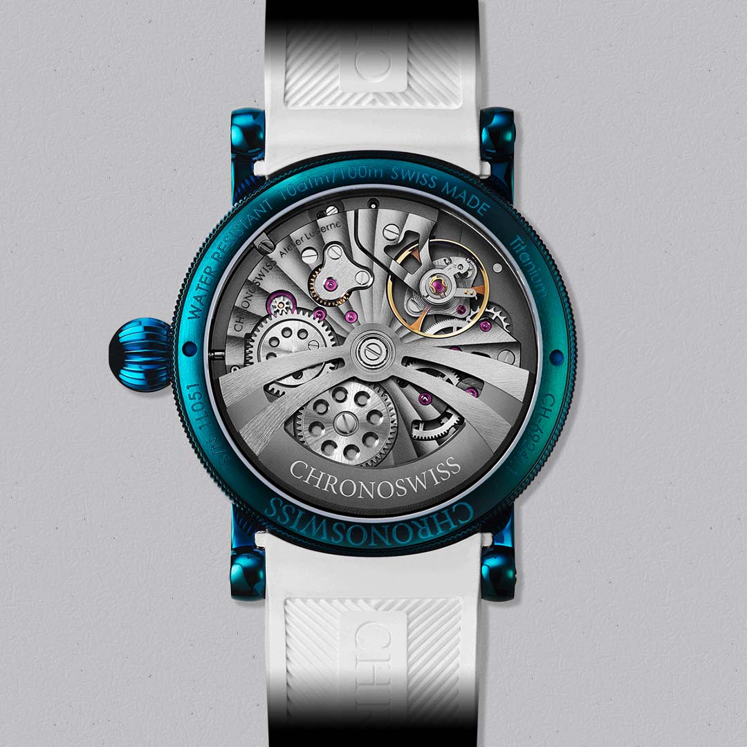 Discover the Chronoswiss Evolution ReSec Snake, a modern regulator watch with hypnotic green dial and flickering retrograde seconds.