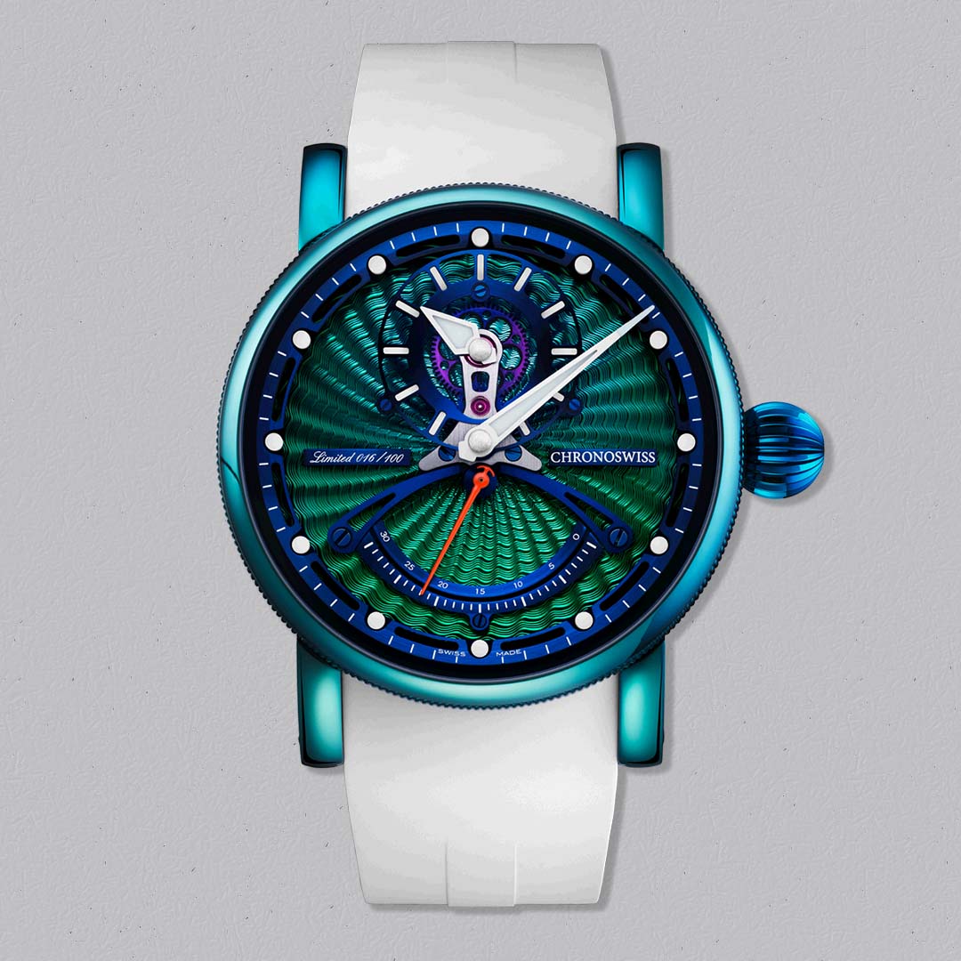 Chronoswiss Evolution ReSec Snake in green PVD coated titanium with retrograde seconds and Manufacture Calibre C.6005. Limited to 100.