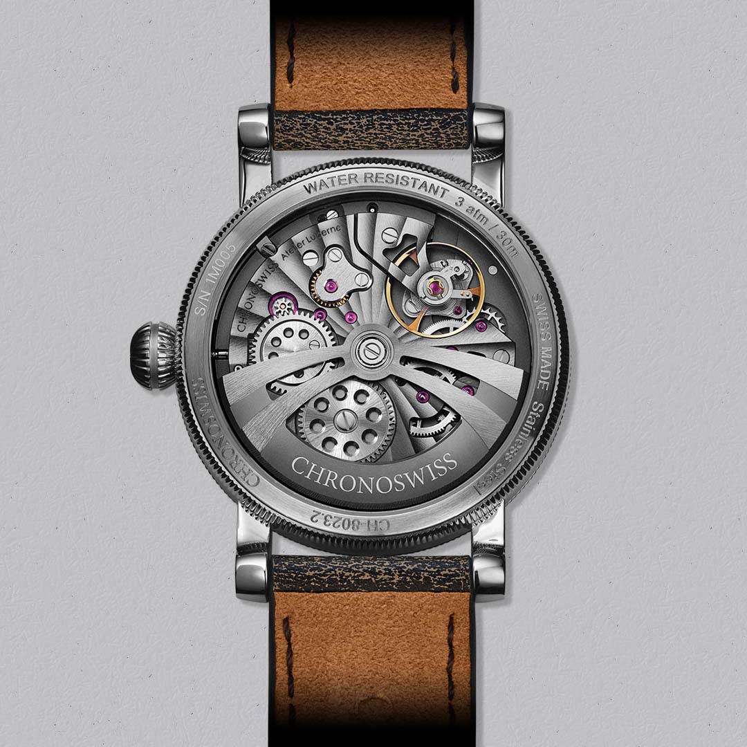 Discover the Chronoswiss Evolution Small Second Desert, a refined mechanical watch with warm toned guilloché dial and modern manufacture movement.