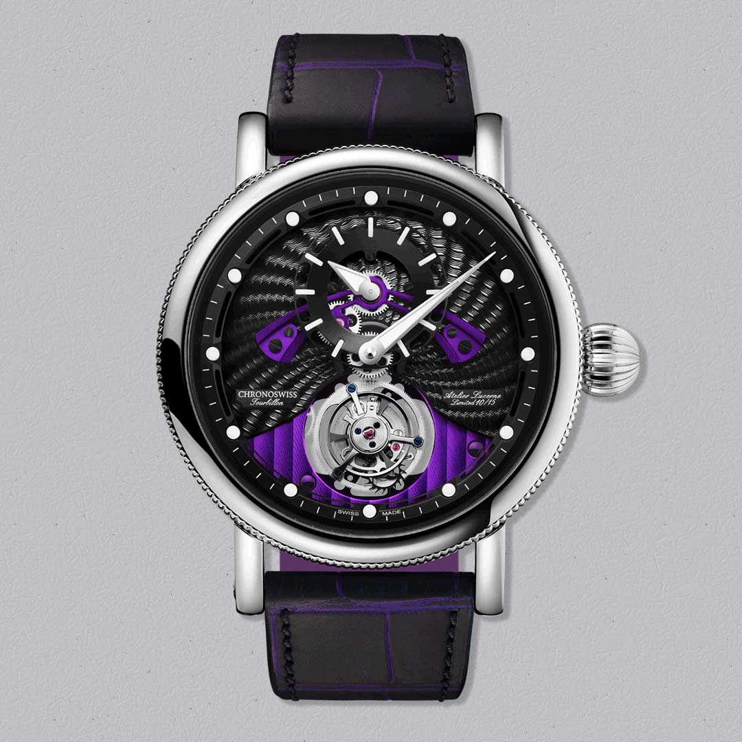 Chronoswiss Evolution Tourbillon Underworld with flying tourbillon and dark architectural design.