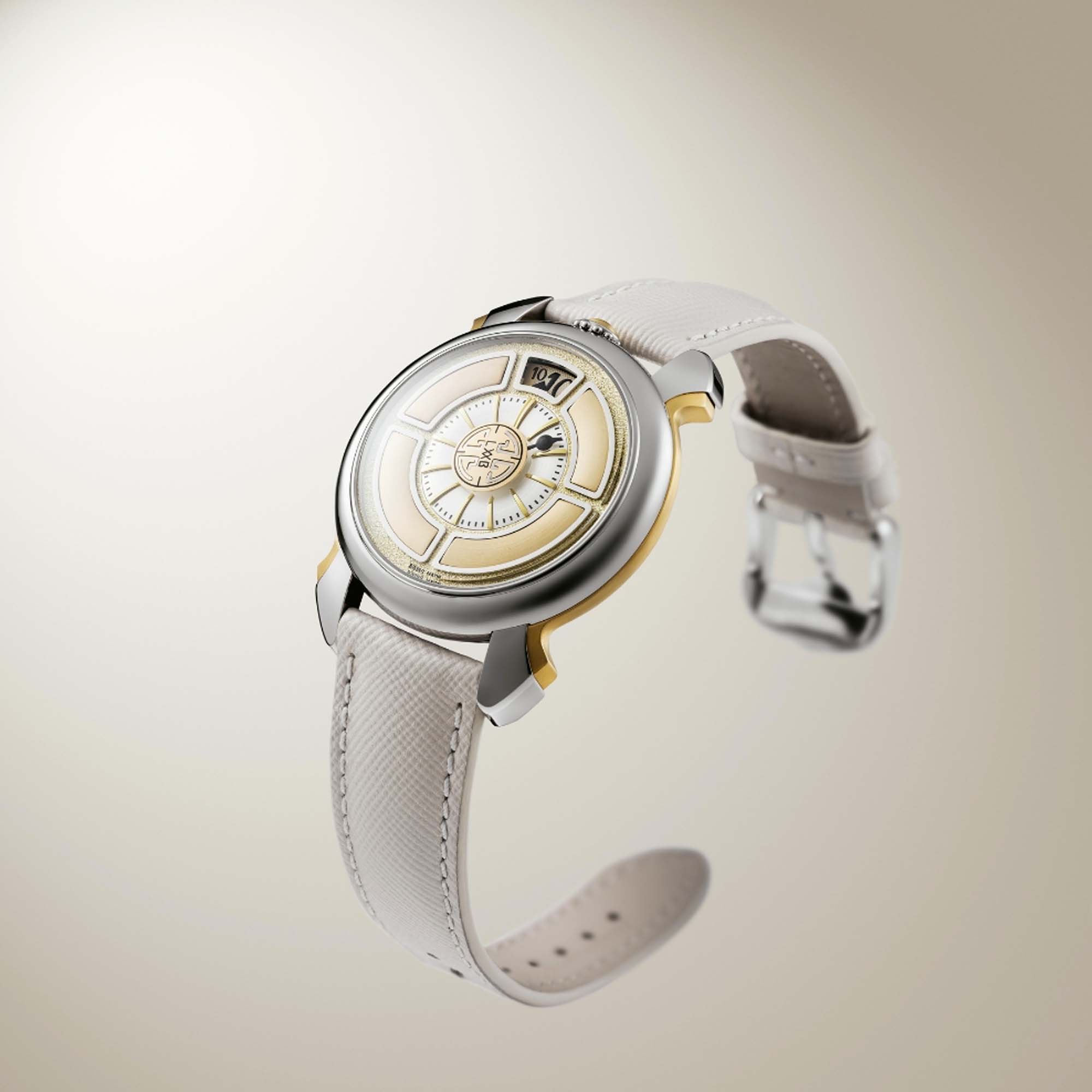 Discover the LABORMATIC Champagne by GAGA LABORATORIO, blending mechanical precision with a refined champagne coloured aesthetic.