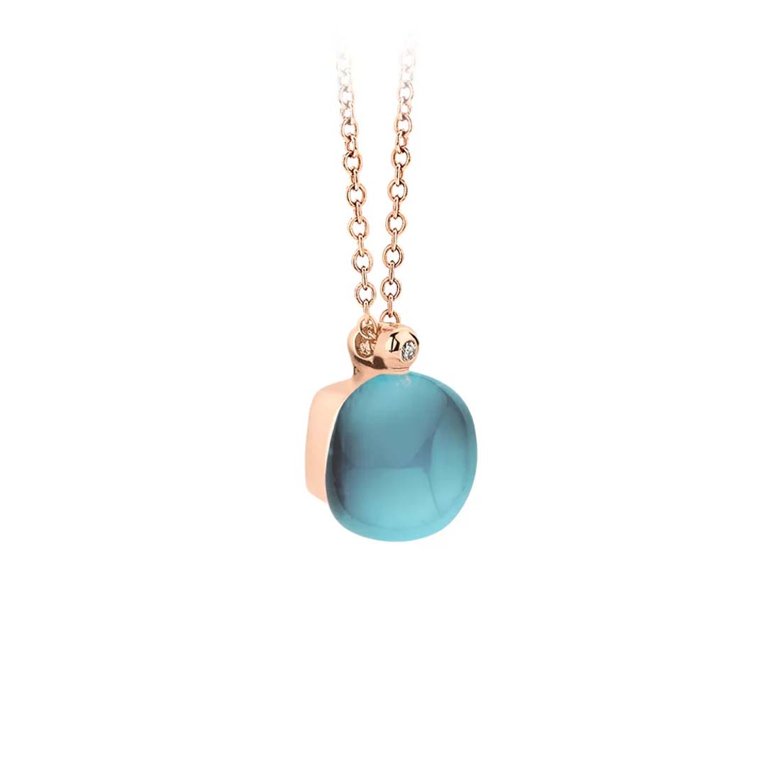 Bigli Jewellery Mini Sweety pendant crafted with London blue topaz, offering a modern pop of colour and timeless sophistication.