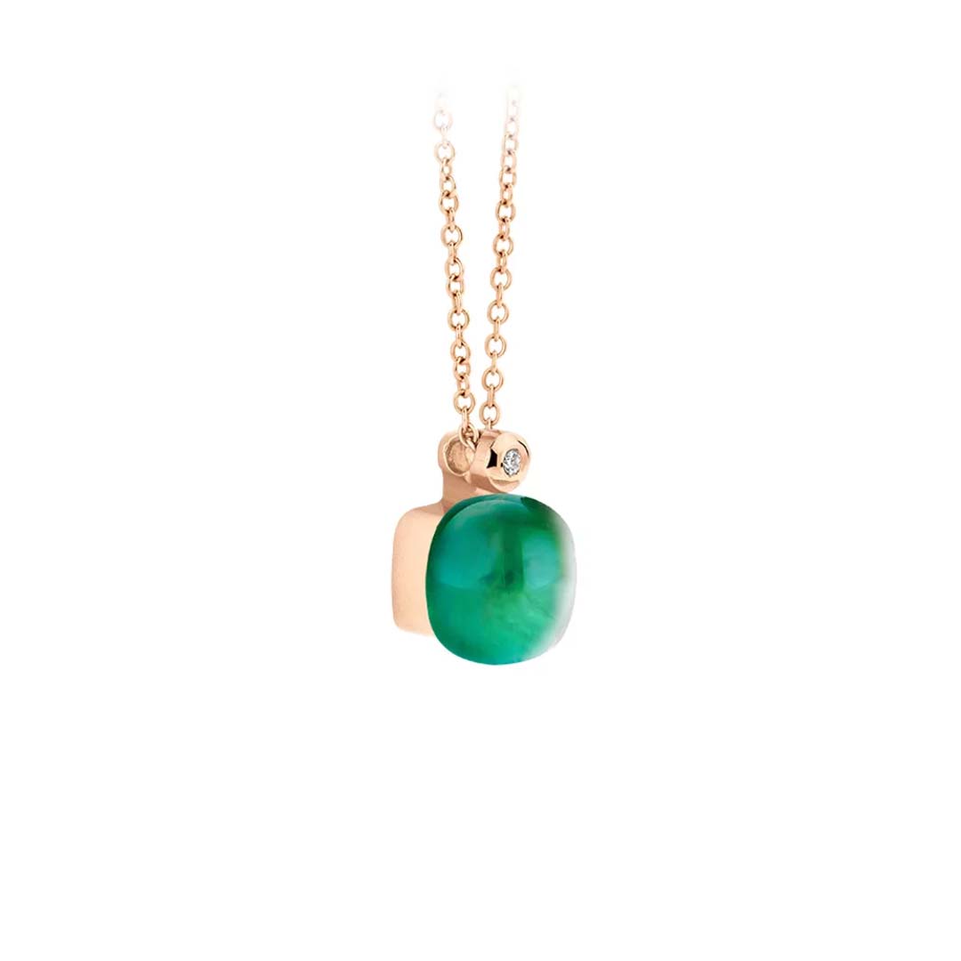 Discover the Bigli Mini Sweety pendant small featuring emerald and mother of pearl, a graceful balance of colour, light, and elegance.
