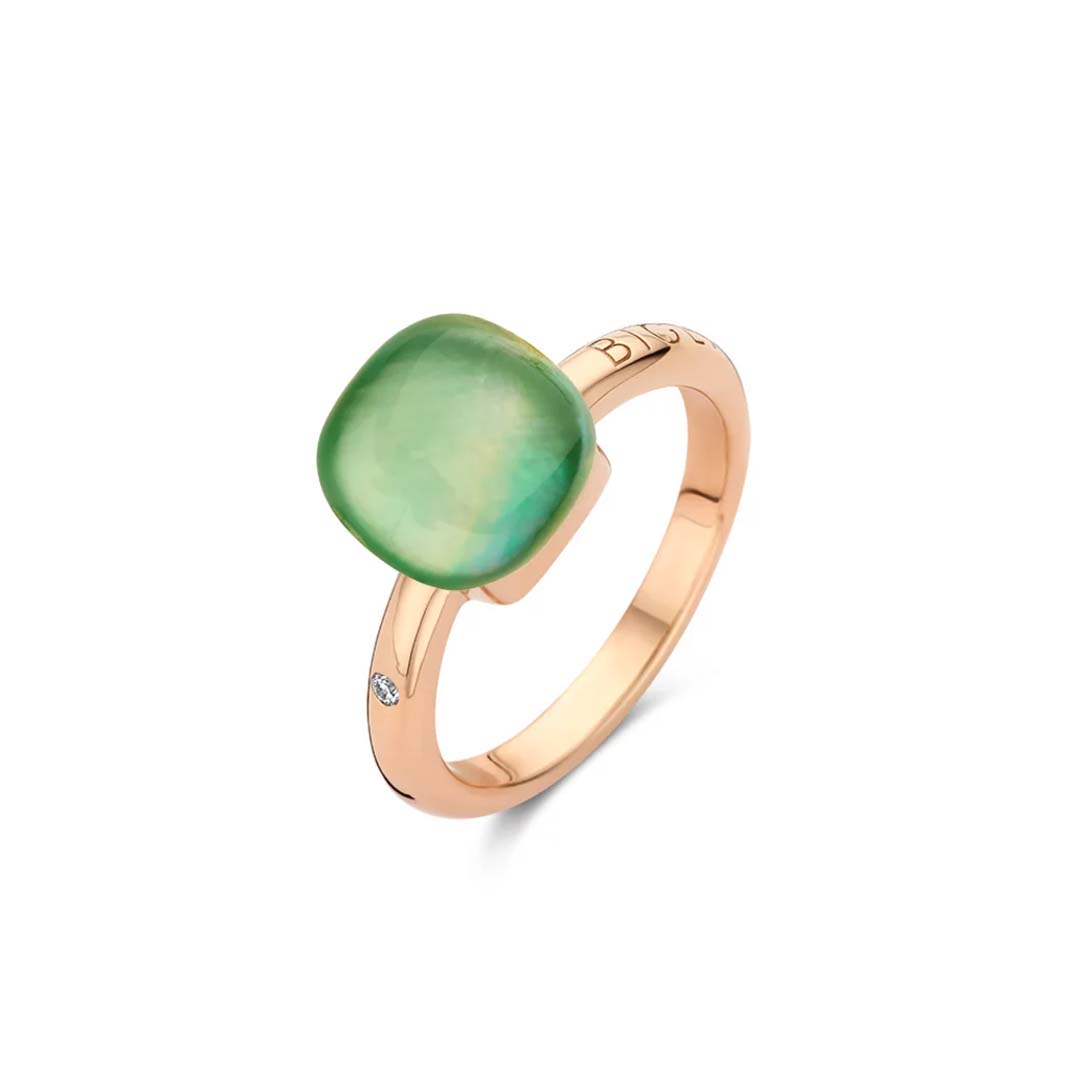 Mini Sweety ring with green aventurine and lemon quartz blends fresh green tones with warm golden light in a refined design.
