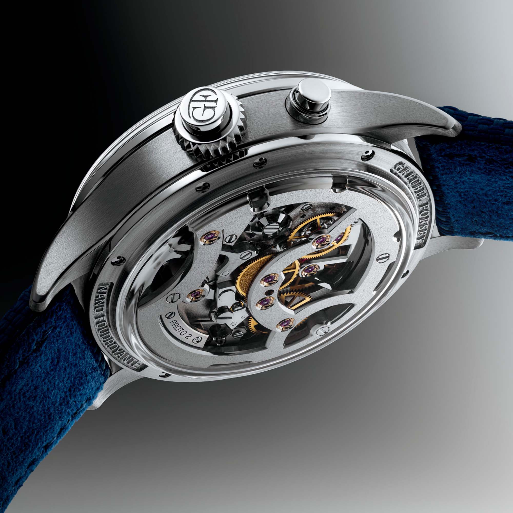 Discover the Greubel Forsey GF14 Nano Foudroyante EWT in blue, a limited edition of 22 that redefines fine Swiss watchmaking.