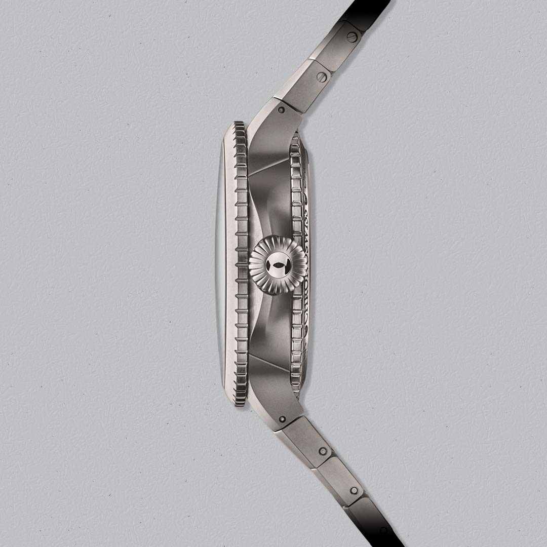 The Pulse One Sand by Chronoswiss features a three dimensional regulator display and lightweight Grade 5 titanium case. Limited edition.