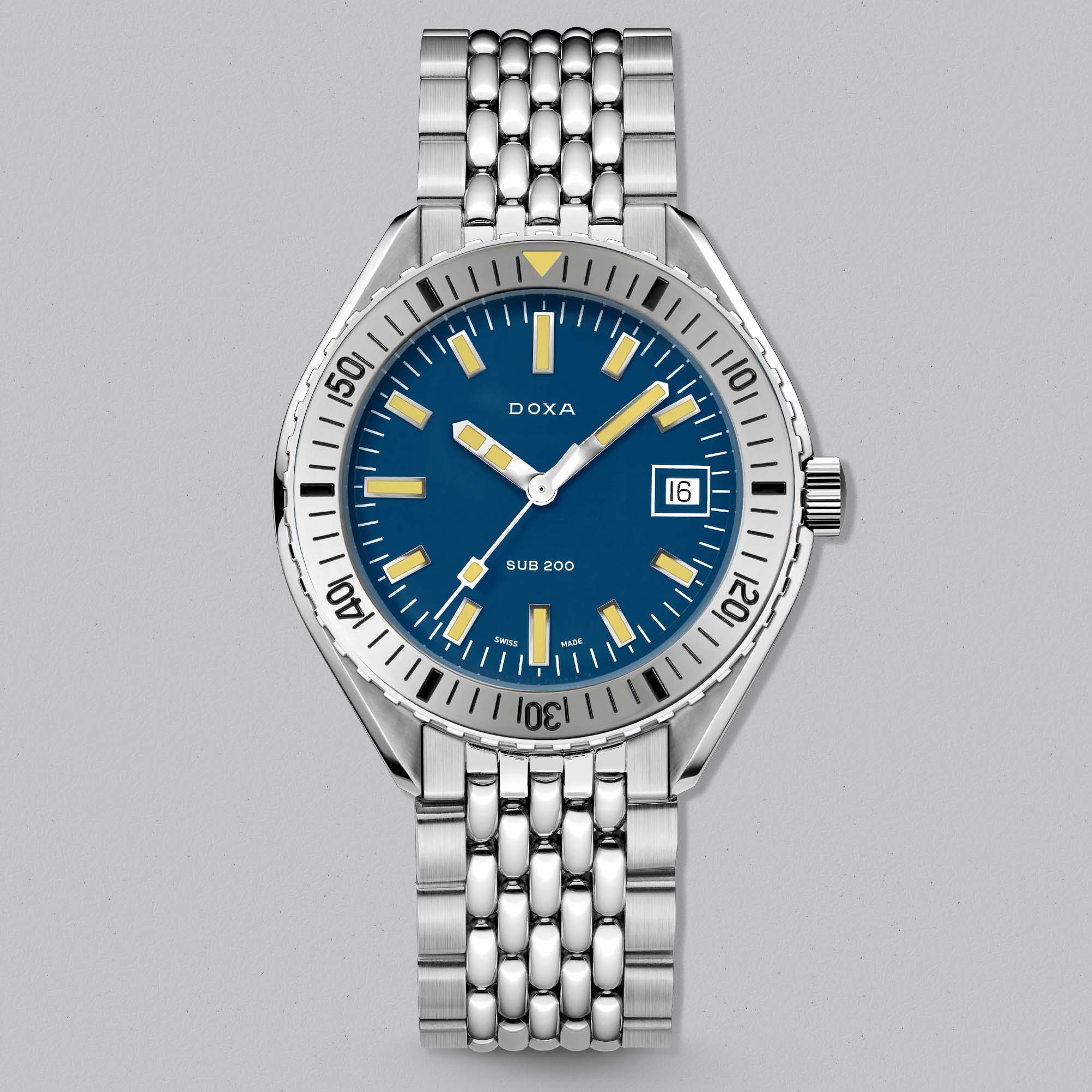 The Doxa SUB 200 Caribbean features the brand’s iconic turquoise dial, 200m water resistance, vintage inspired design, and reliable Swiss automatic performance.