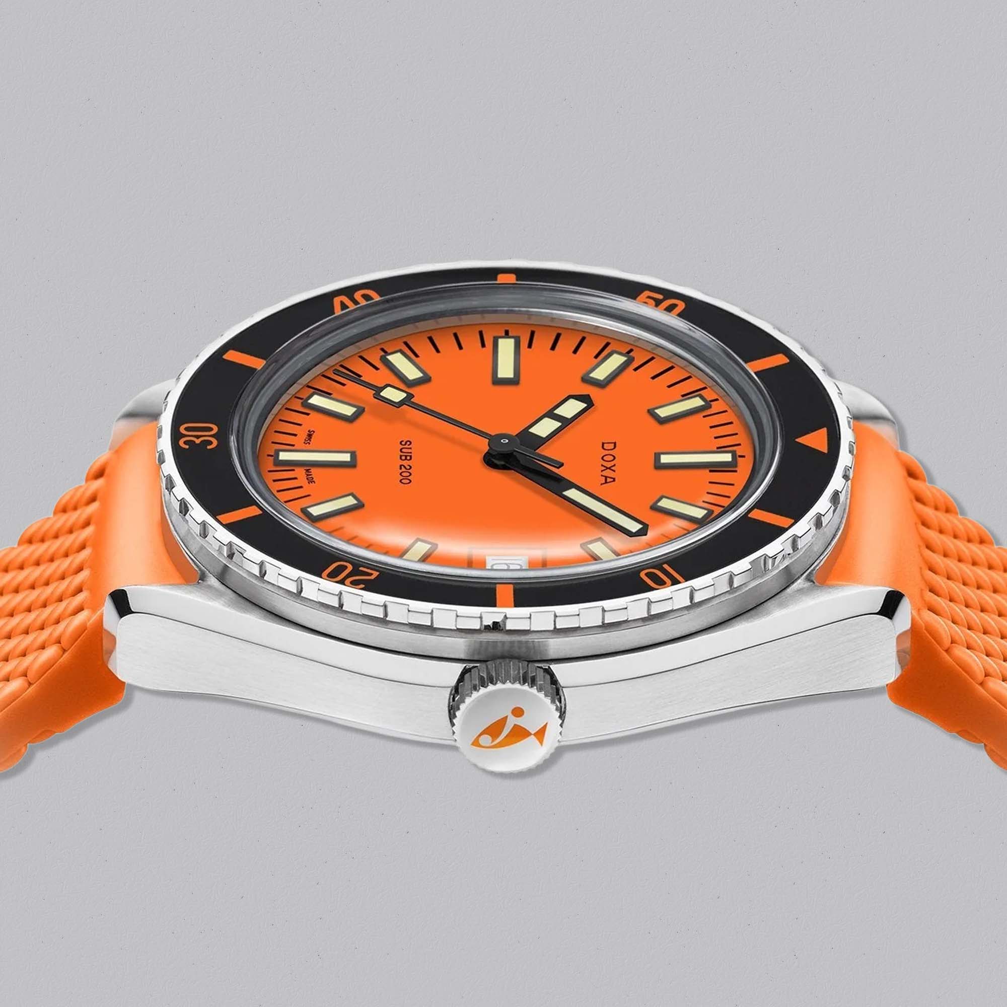 Shop the Doxa SUB 200 Professional dive watch on rubber strap. A modern expression of Doxa’s heritage with robust Swiss engineering.