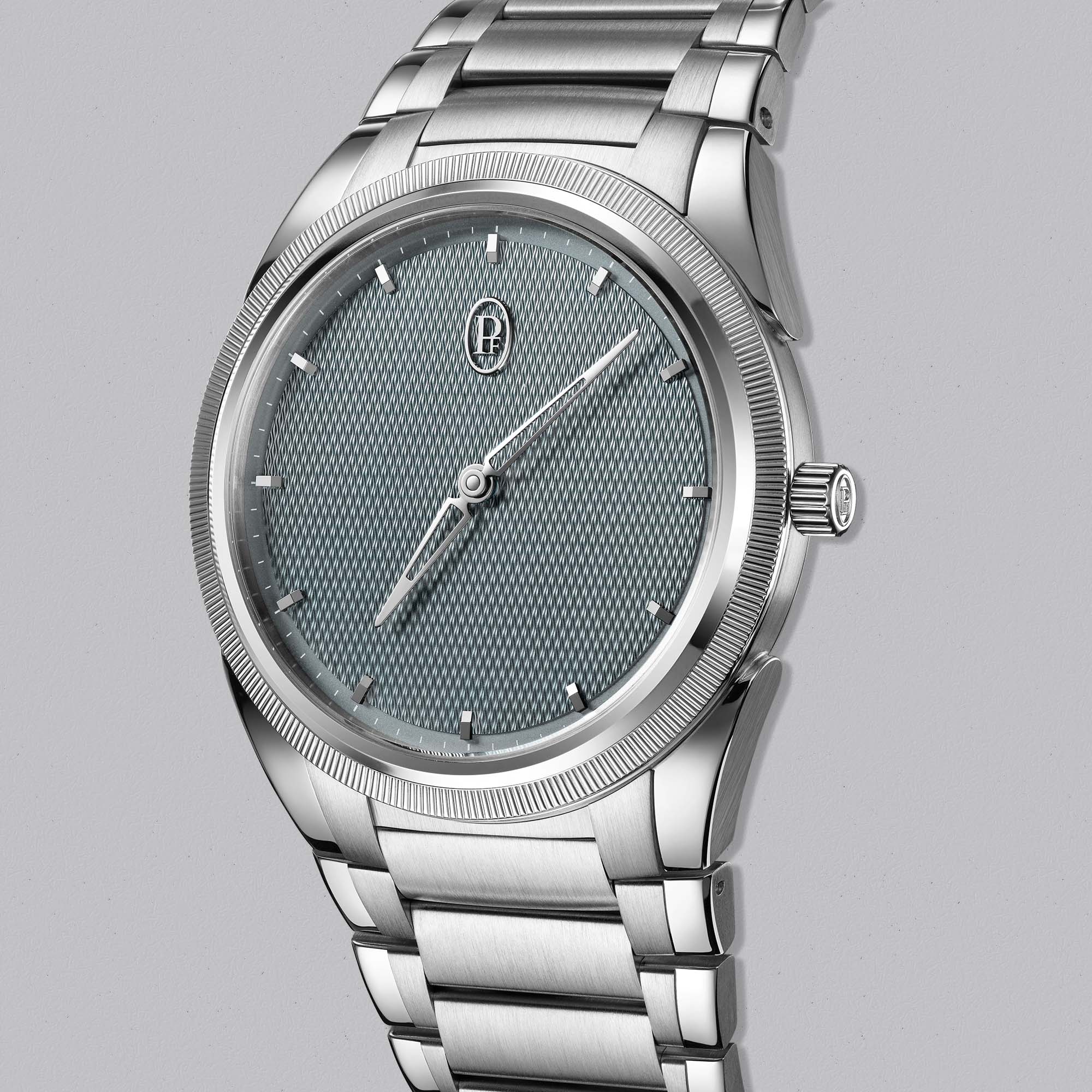 Parmigiani Fleurier’s Tonda PF Micro-Rotor Agave Blue expresses modern haute horlogerie through architectural clarity, a Grain d’Orge dial, and an elegantly slim micro rotor movement.