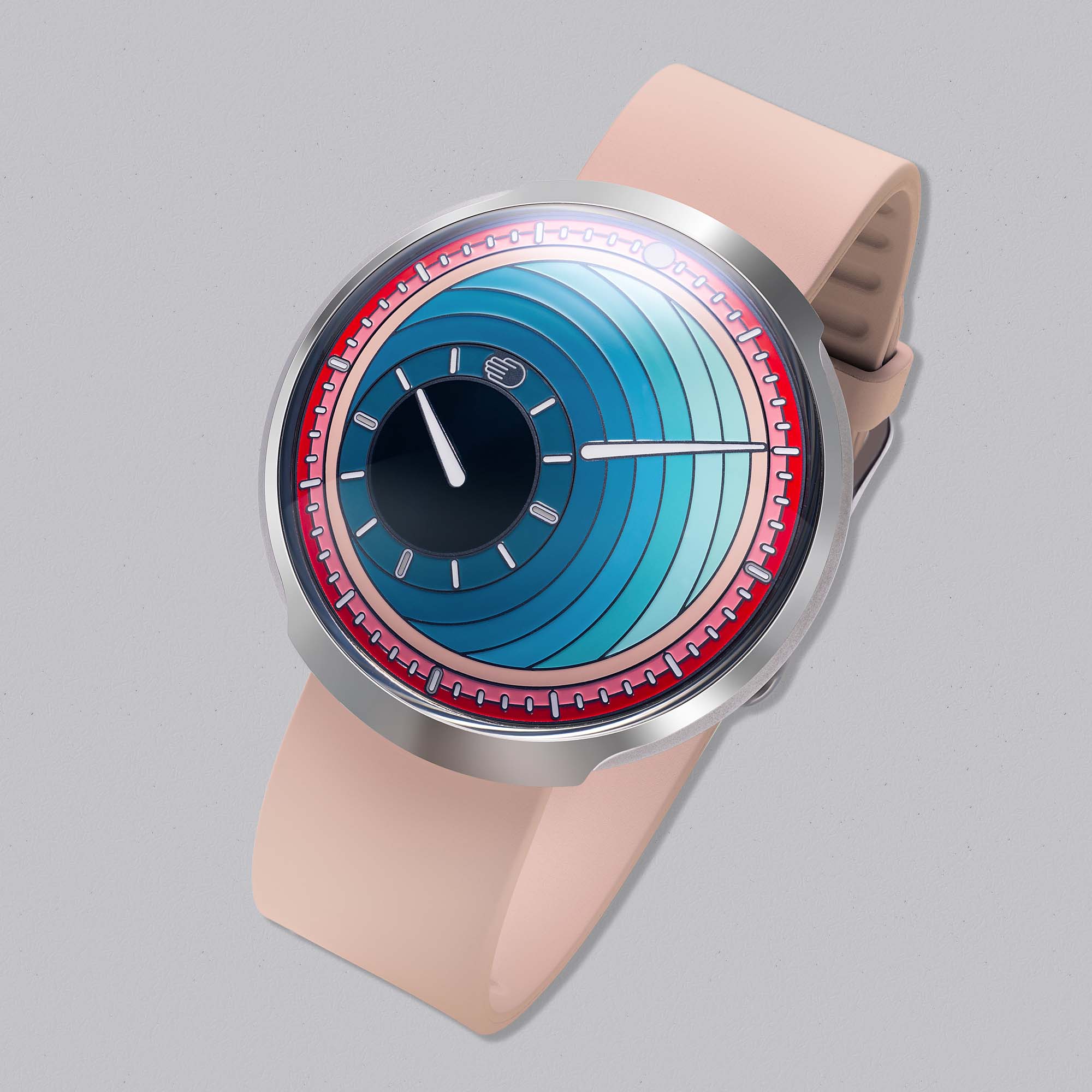 Discover the Ressence Type 8 DE1 Pink — a futuristic, ultra-light mechanical watch with a rotating disc display and soft matte pink dial.