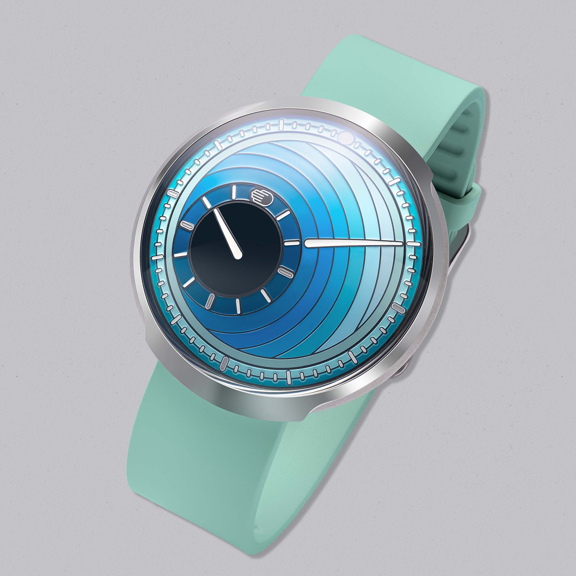 Bold yet refined, Ressence Type 8 DE2 Turquoise features a pastel turquoise dial and fluid, modern time display in a featherweight case.