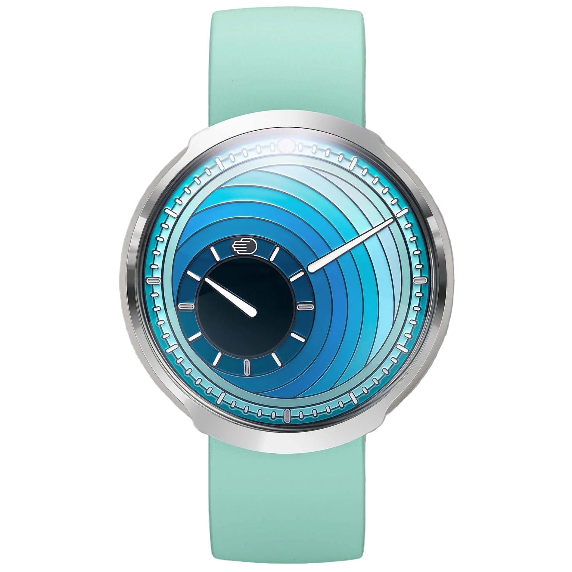 Ressence Type 8 DE2 Turquoise fuses a striking blue-green dial with orbital time display in a sleek, ultra-light titanium case.