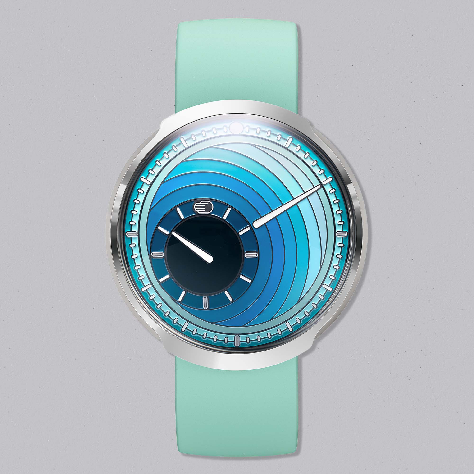 Ressence Type 8 DE2 Turquoise fuses a striking blue-green dial with orbital time display in a sleek, ultra-light titanium case.