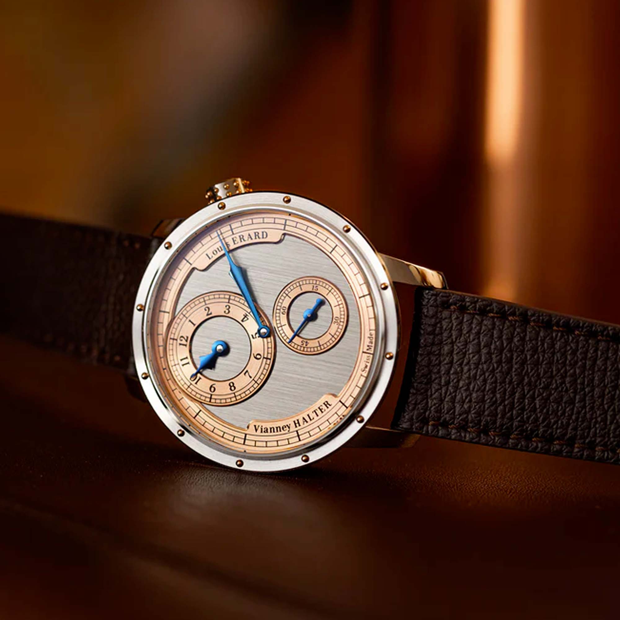 Louis Erard x Vianney Halter II Le Régulateur—an E-Com exclusive limited edition. Unique regulator design from two icons of independent watchmaking.