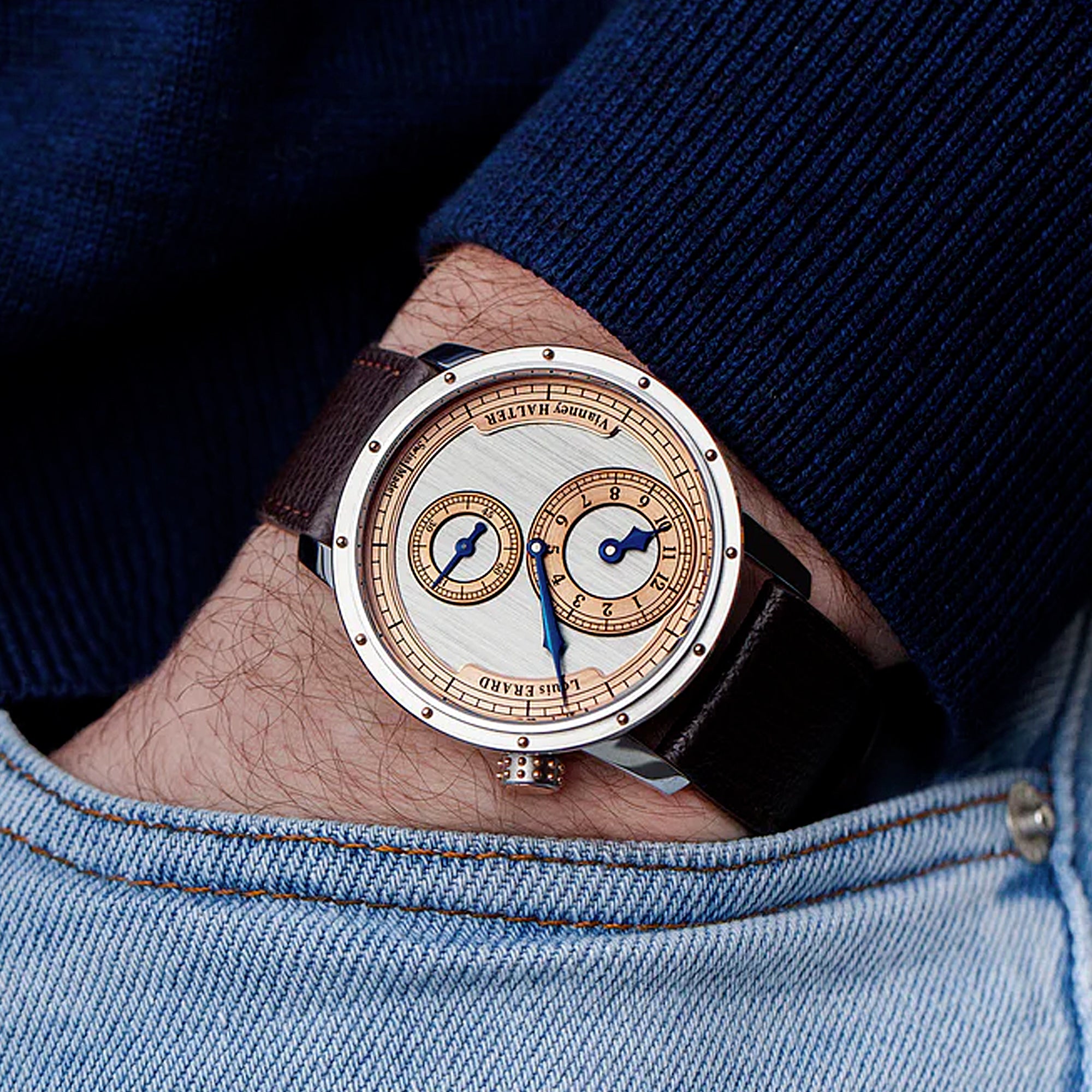 Le Régulateur Louis Erard x Vianney Halter II. A rare, E-Com exclusive limited edition showcasing refined regulator style and bold independent vision.